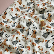 Painted Puppies Cotton Poplin Fabric