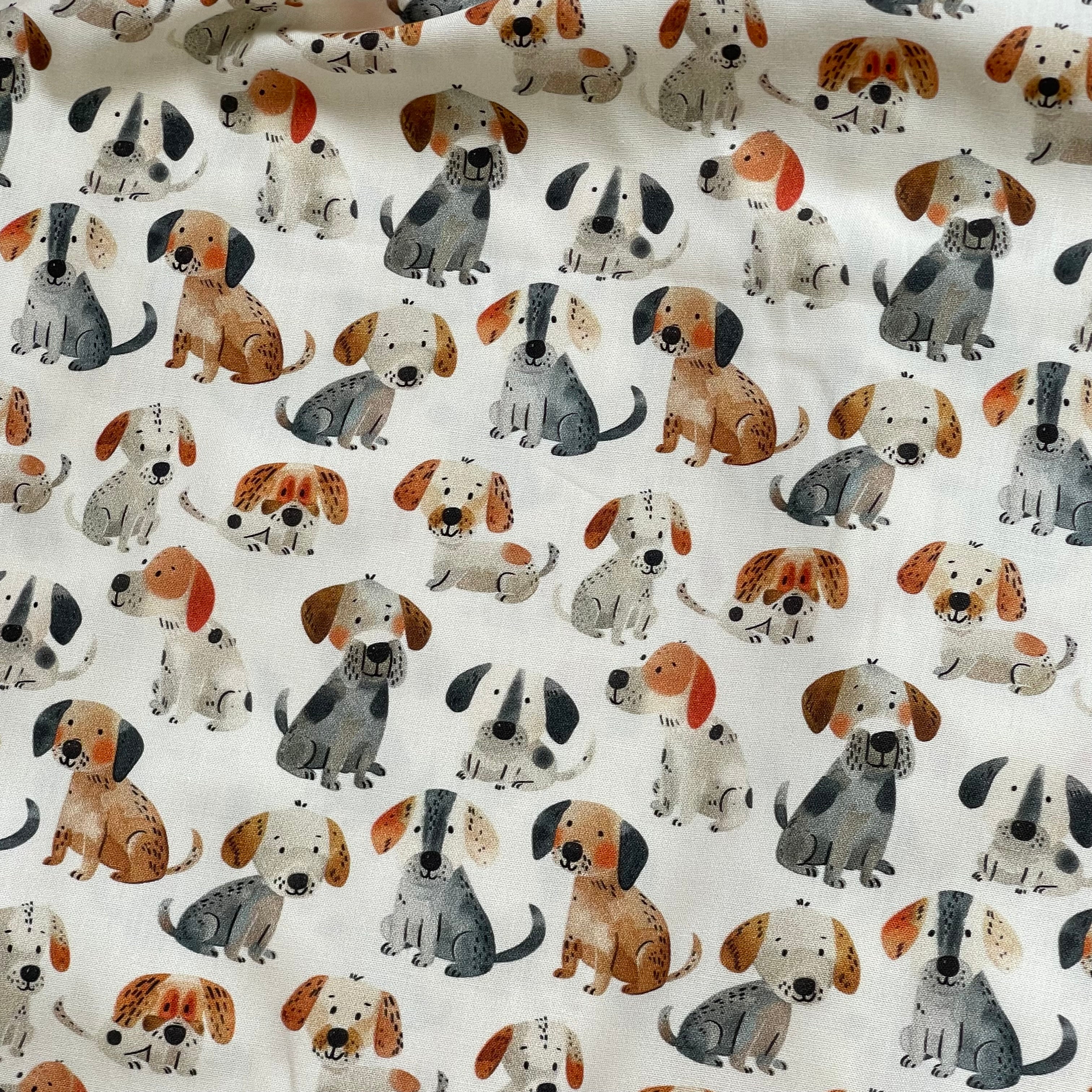 Painted Puppies Cotton Poplin Fabric