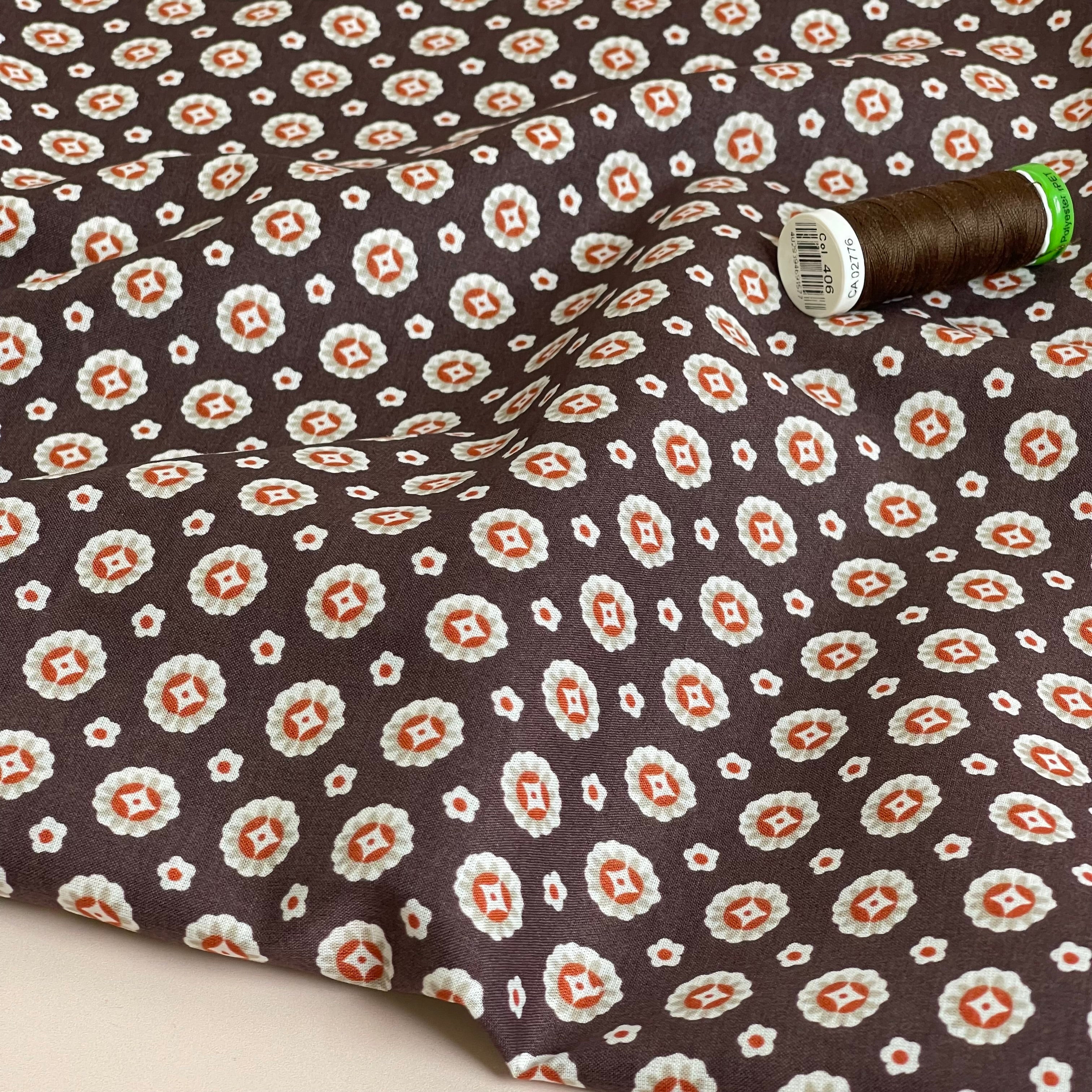 Flower Tiles Cotton Voile Fabric