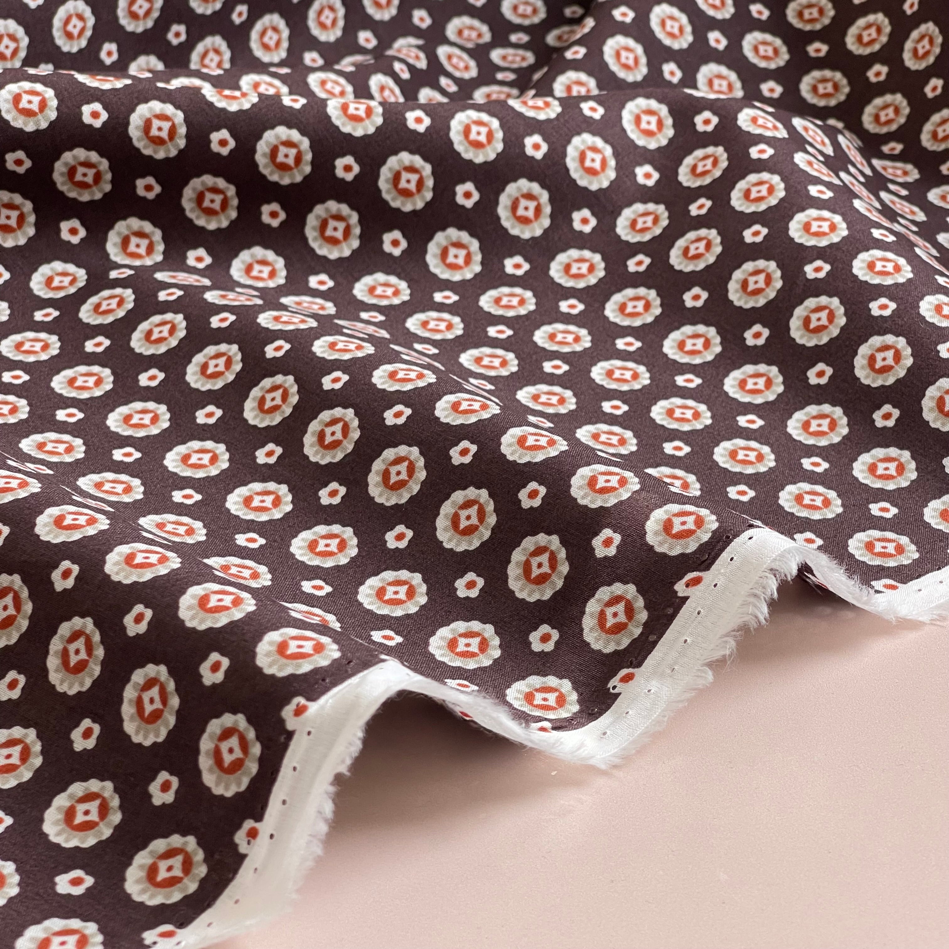 Flower Tiles Cotton Voile Fabric