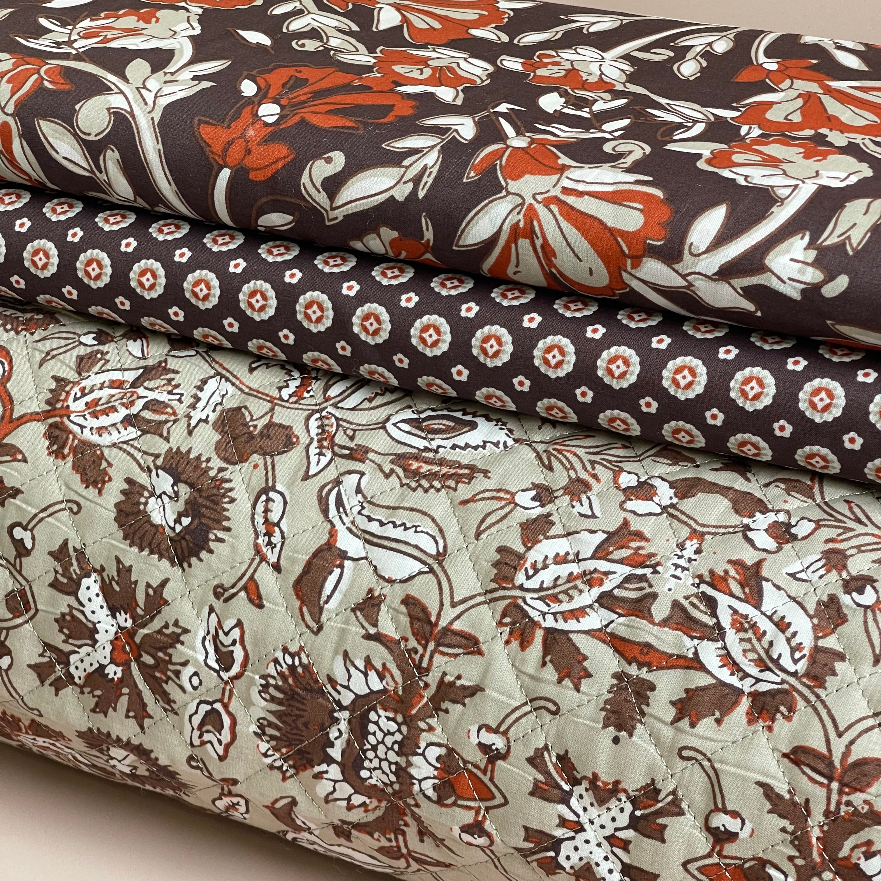 Flower Tiles Cotton Voile Fabric