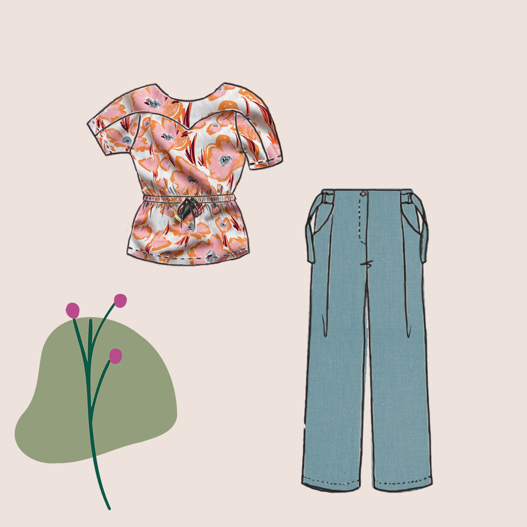 Make an Outfit - Flowers TENCEL™ Lawn with Duck Egg Pure Linen Bundle