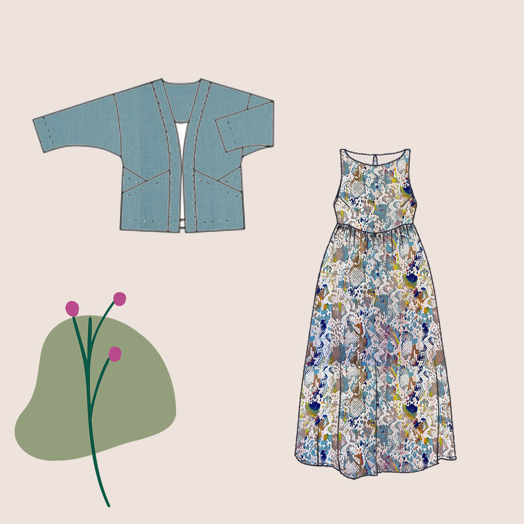Make an Outfit - Pastel Dreams Viscose with Sea Blue Washed Cotton Bundle
