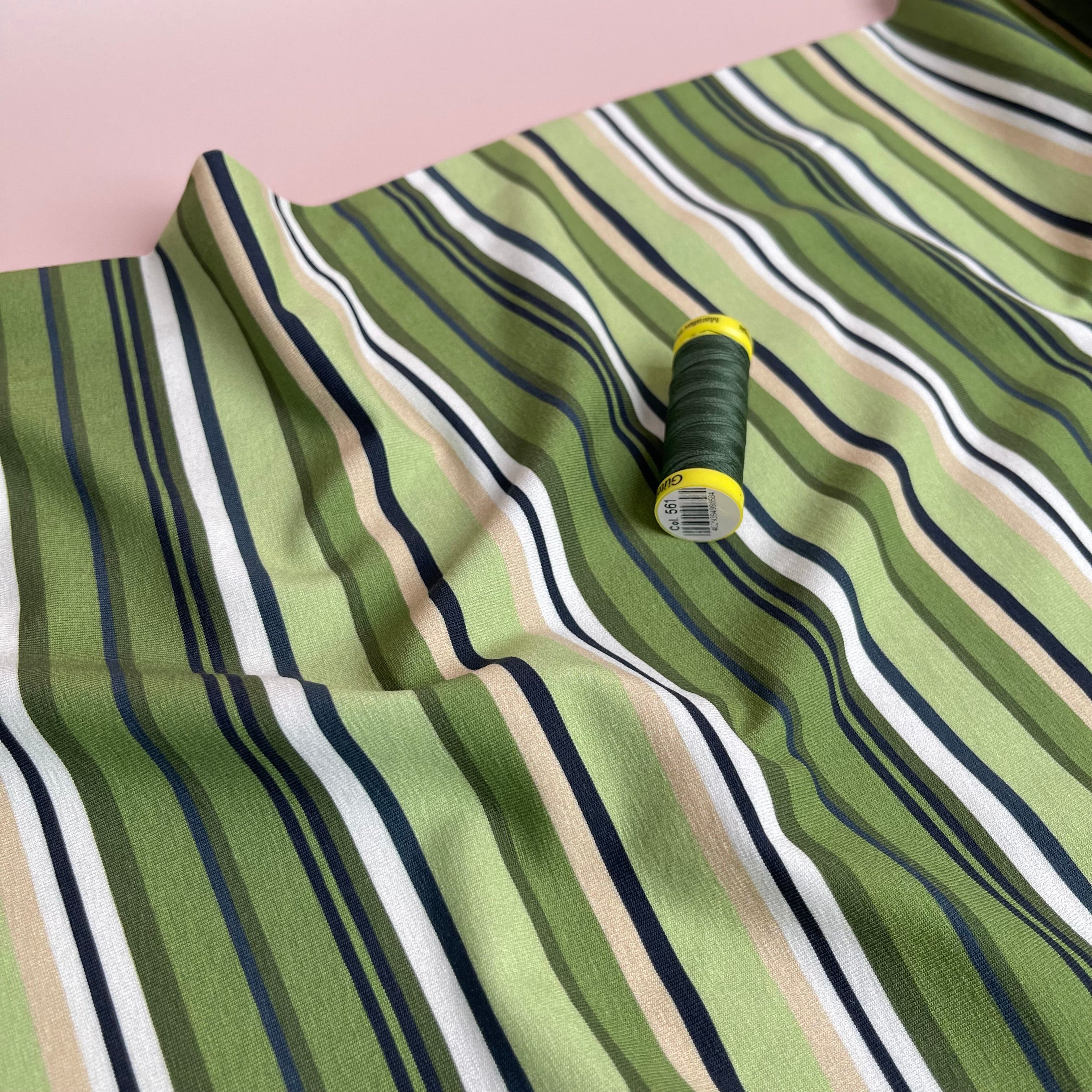 Danish Design - Meadow Green Stripes Cotton Jersey