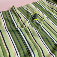 REMNANT 1 Metre - Danish Design - Meadow Green Stripes Cotton Jersey