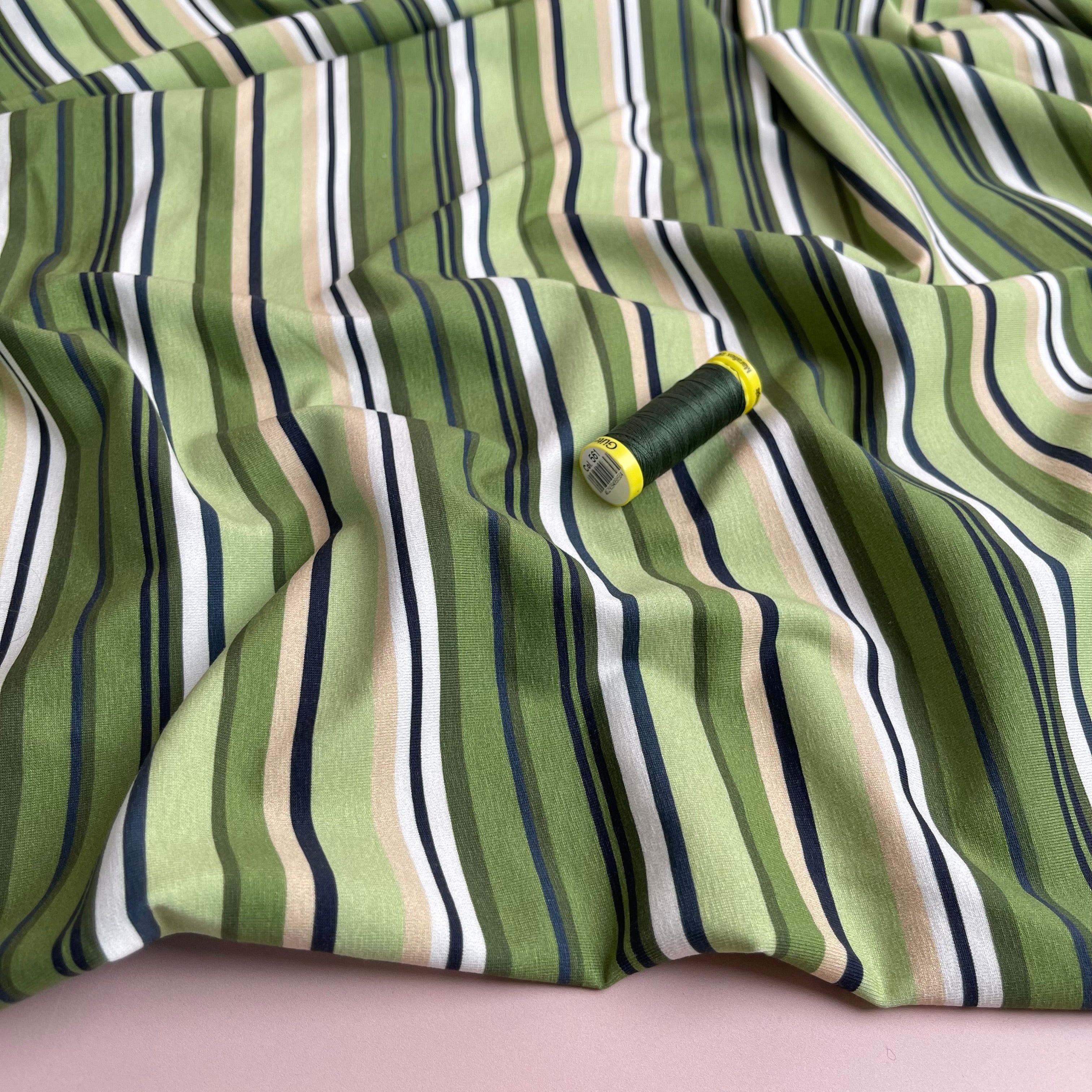 Danish Design - Meadow Green Stripes Cotton Jersey