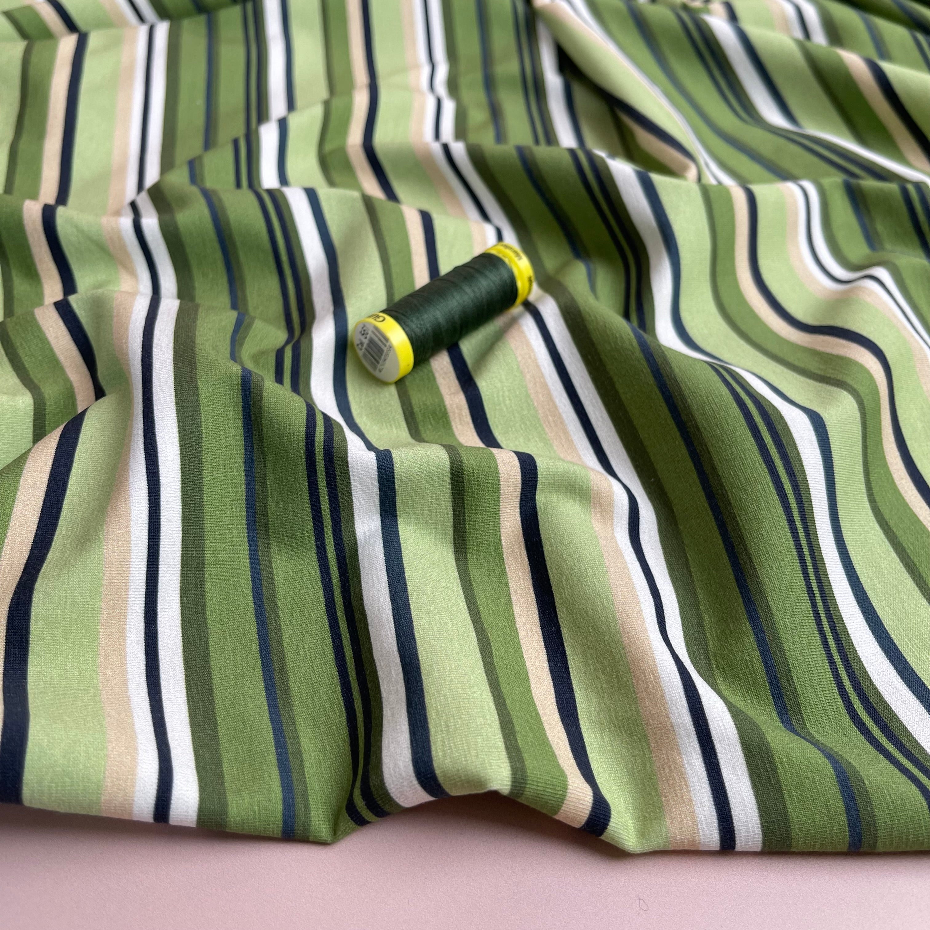 Danish Design - Meadow Green Stripes Cotton Jersey