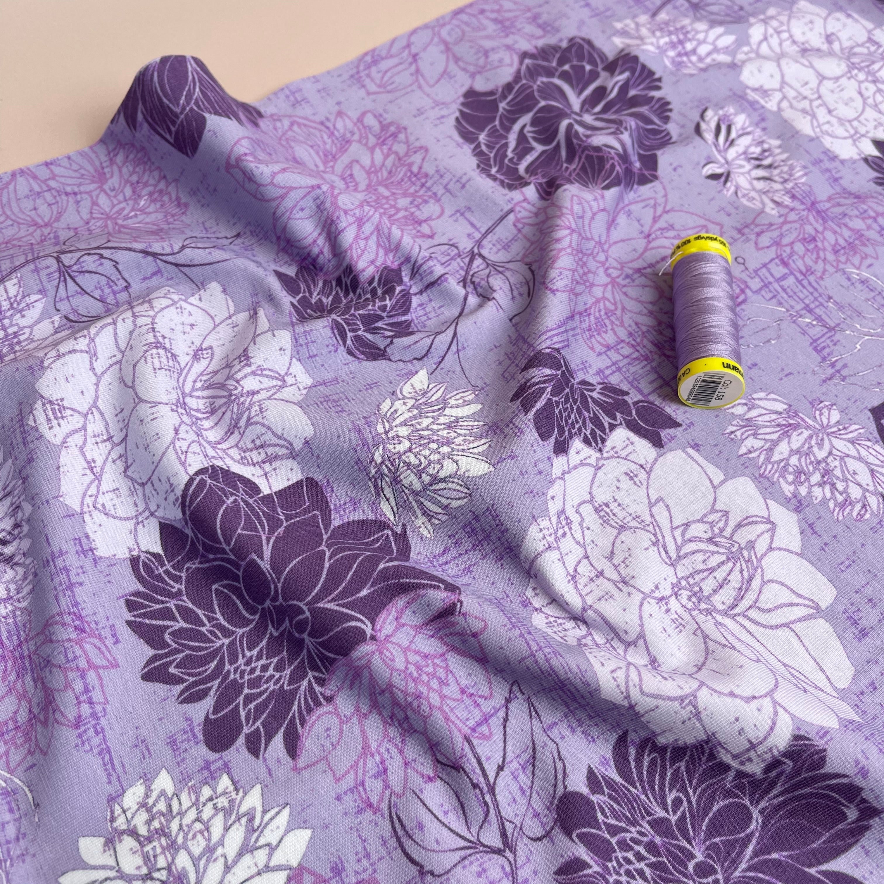 Danish Design - Peonies Lilac Cotton Jersey