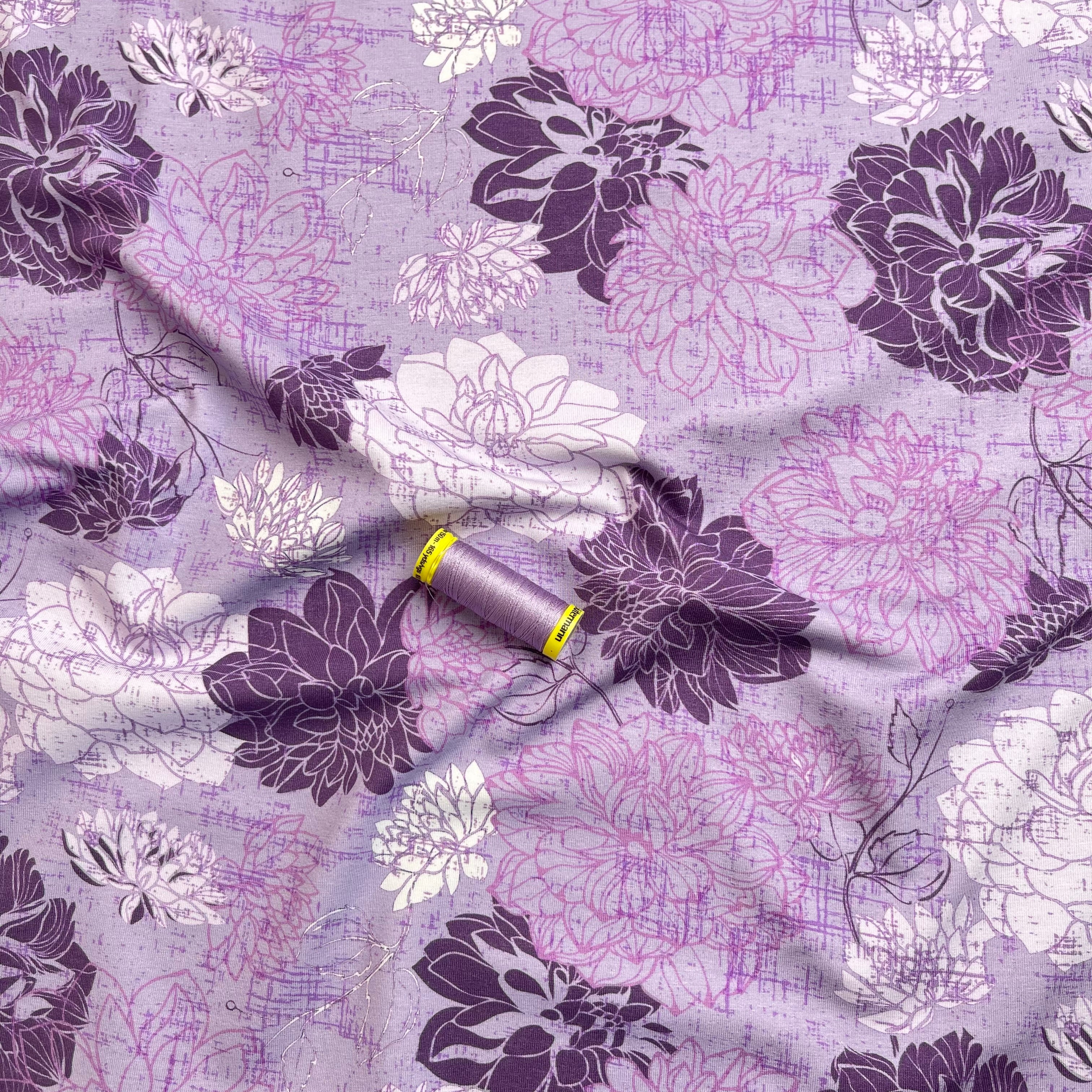 Danish Design - Peonies Lilac Cotton Jersey