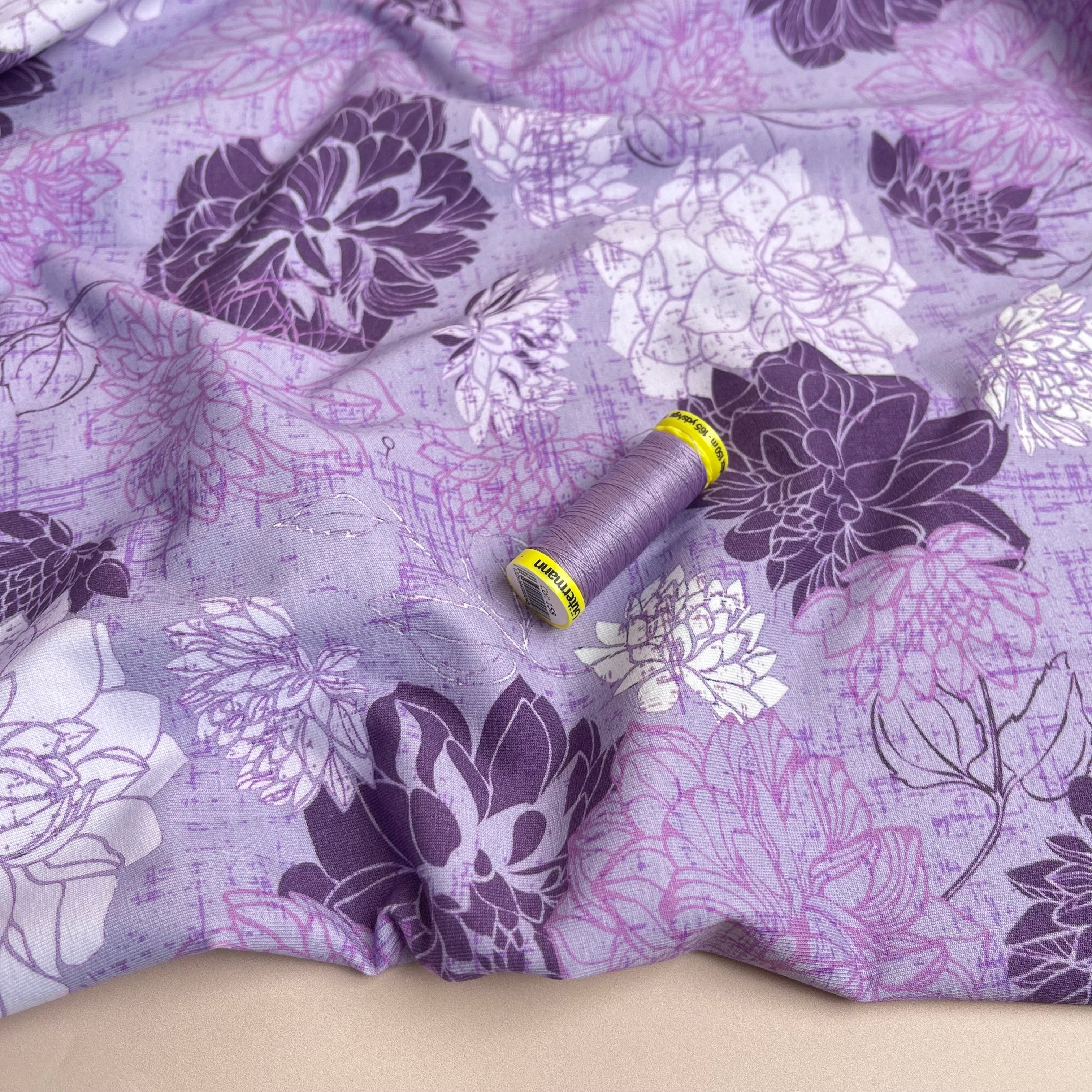 Danish Design - Peonies Lilac Cotton Jersey