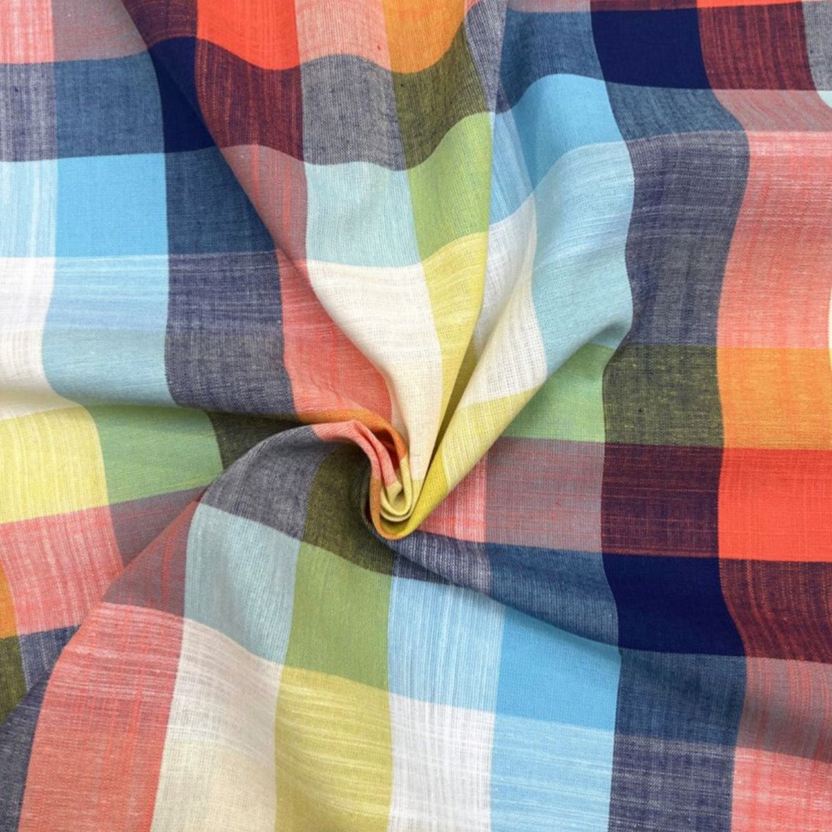 REMNANT 1.42 Metres - Cousette - Multicoloured Plaid Cotton Fabric