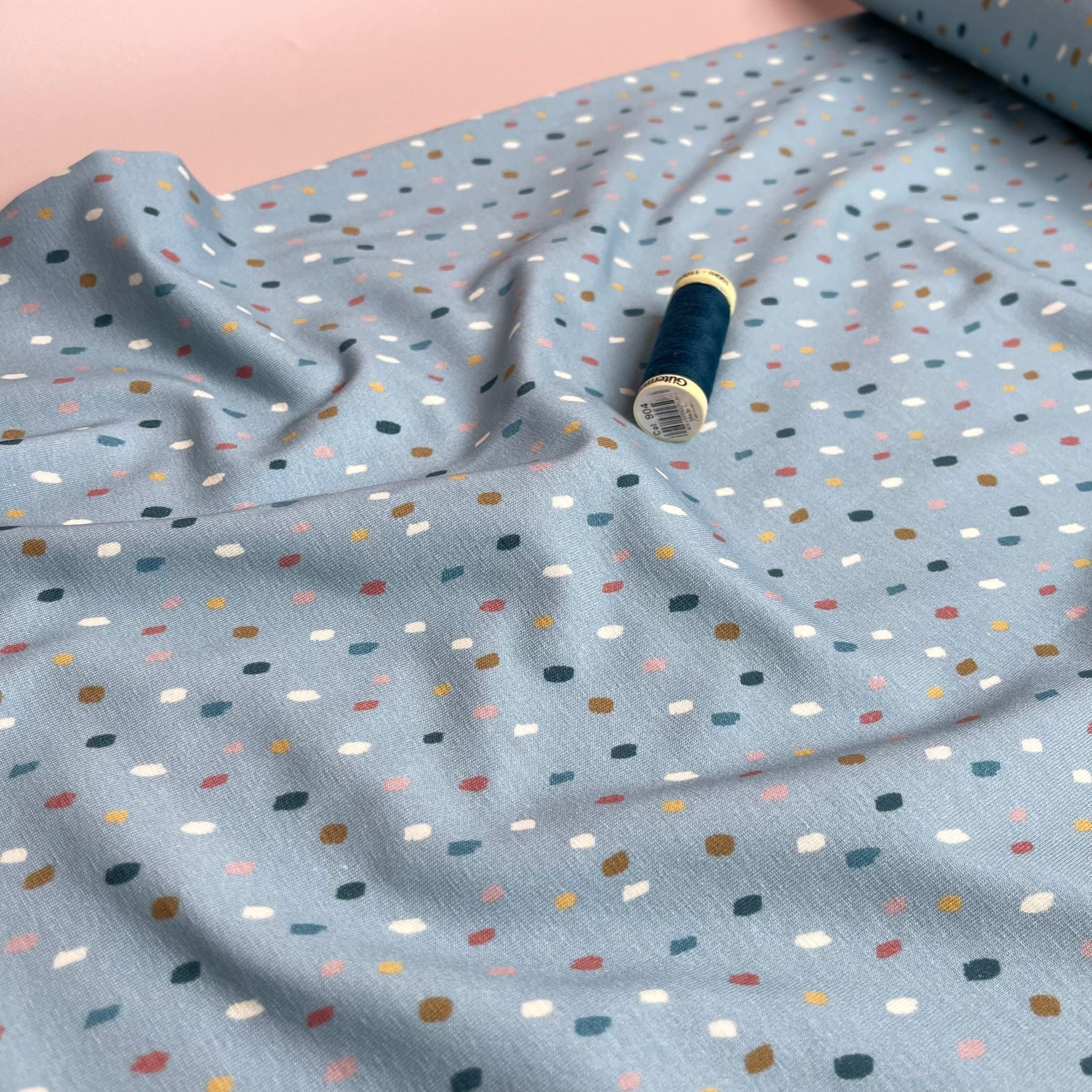 Make an Outfit Colour Bundle - Playful Cats and Dots Danish Cotton Jerseys with Sweat-shirting and Ribbing