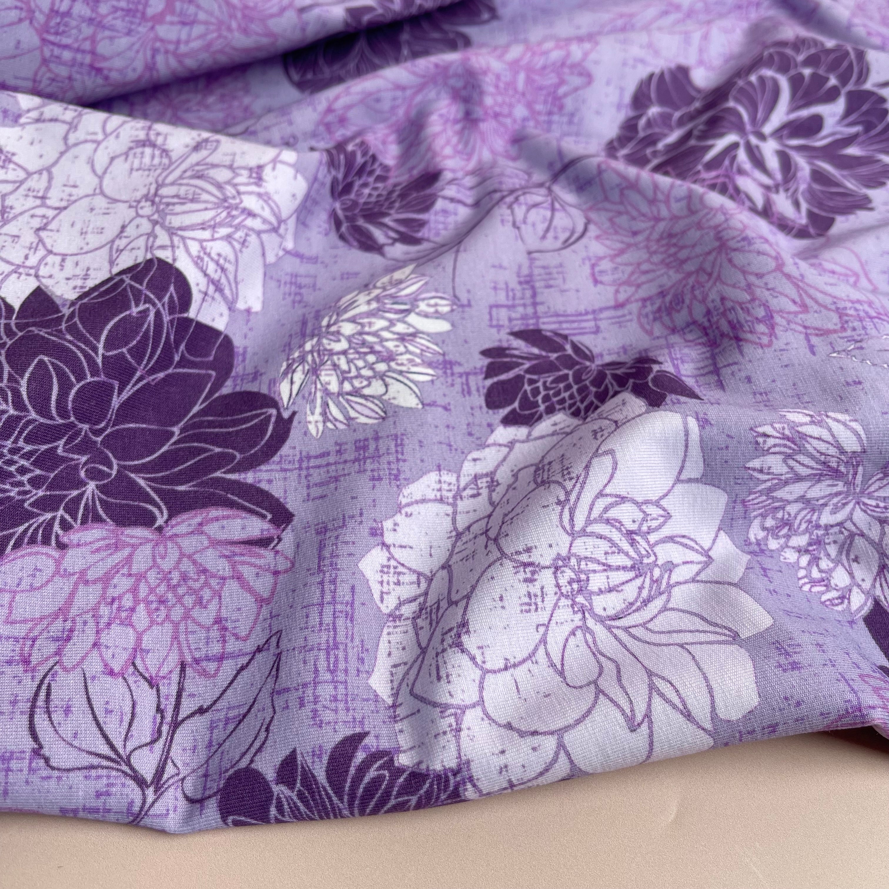 Danish Design - Peonies Lilac Cotton Jersey