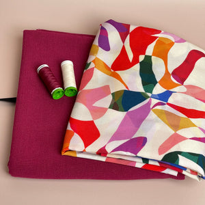 Make an Outfit Colour Bundle - Rainbow Leaves Spring Viscose with Magenta Flow Linen