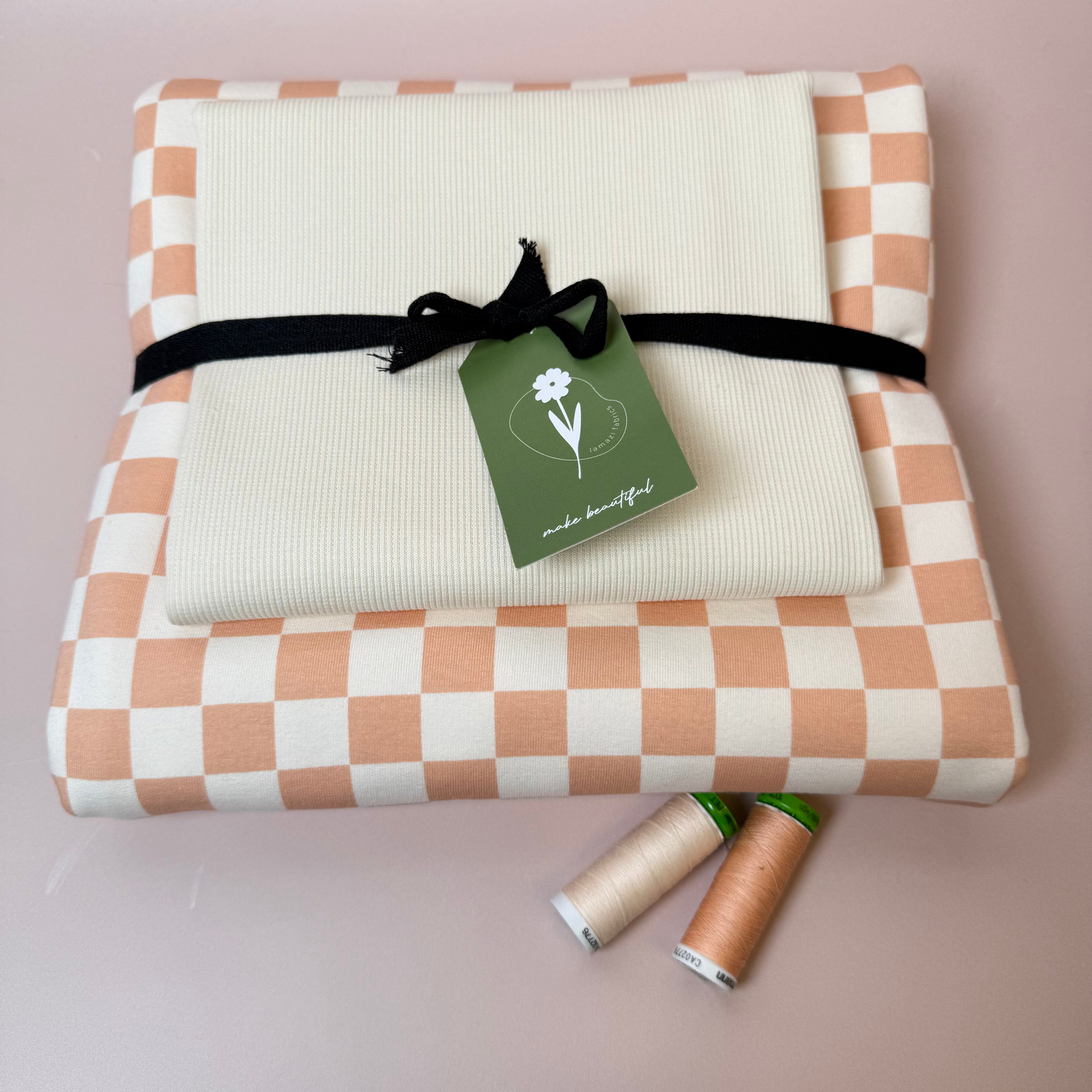 Colour Bundles - Checkers Cotton French Terry and Ribbing