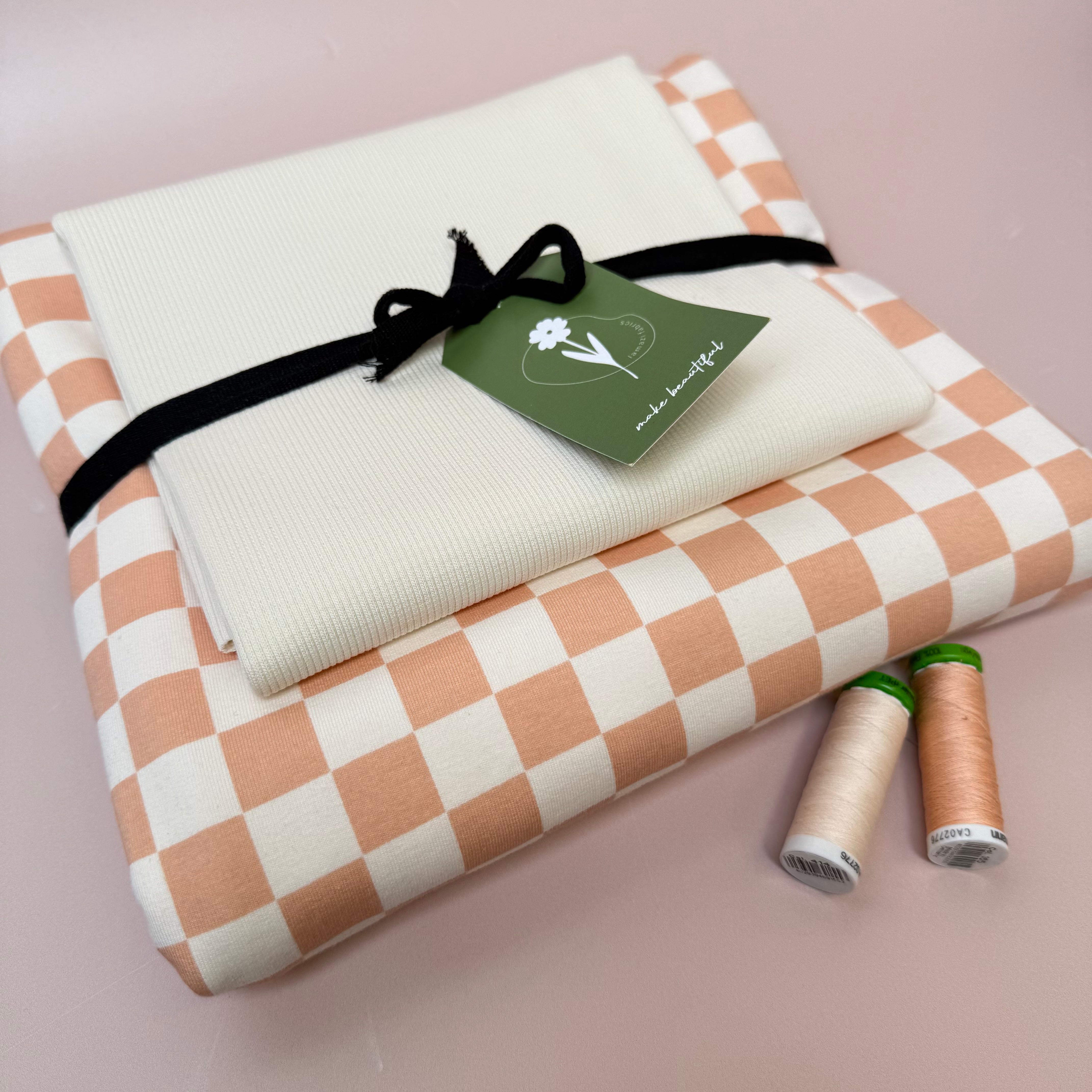 Colour Bundles - Checkers Cotton French Terry and Ribbing