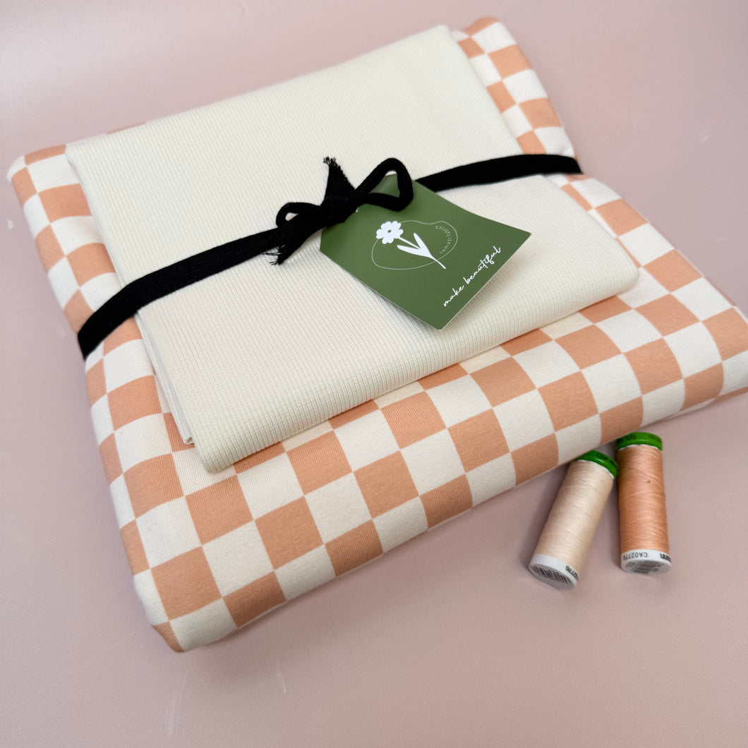 Colour Bundles - Checkers Cotton French Terry and Ribbing