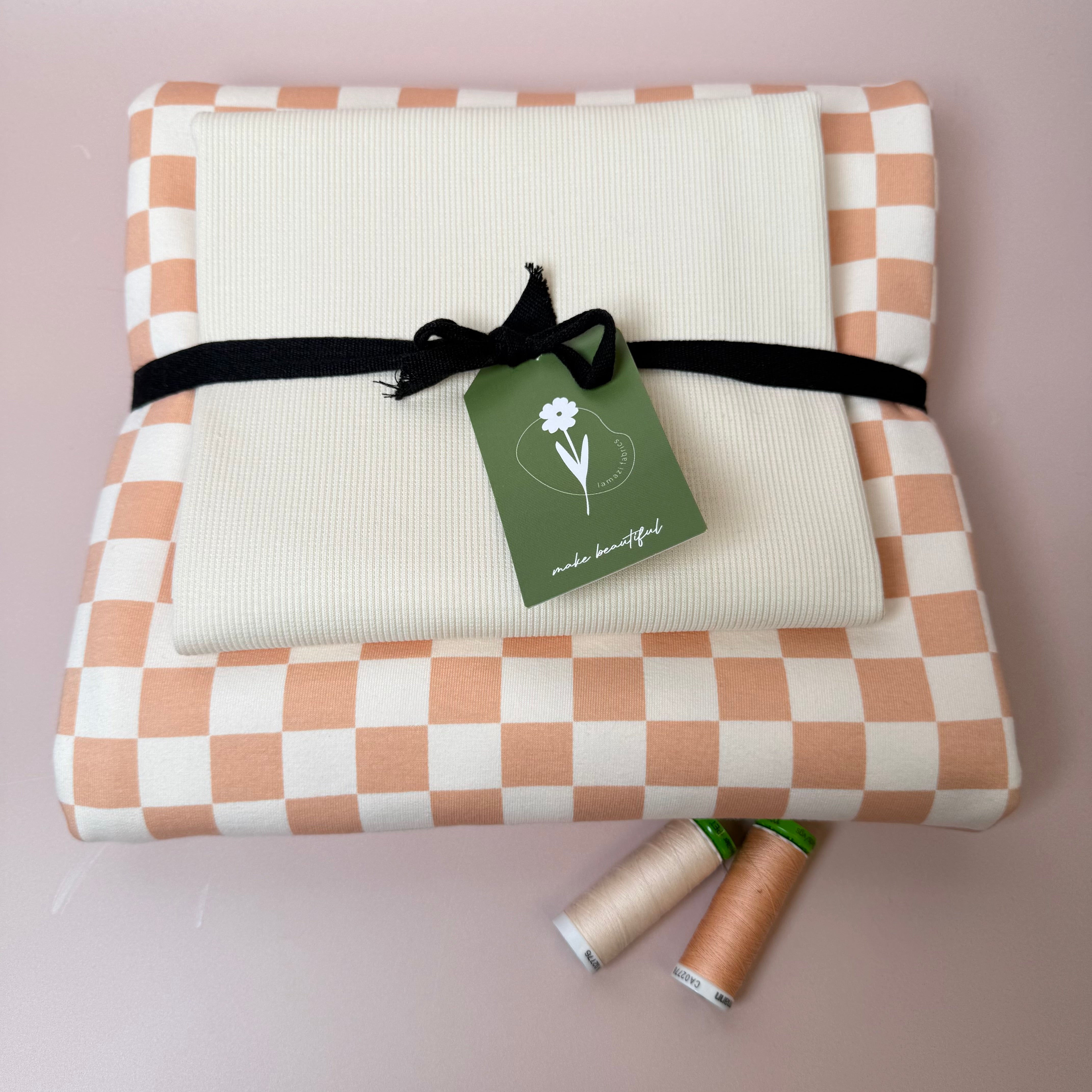 Colour Bundles - Checkers Cotton French Terry and Ribbing