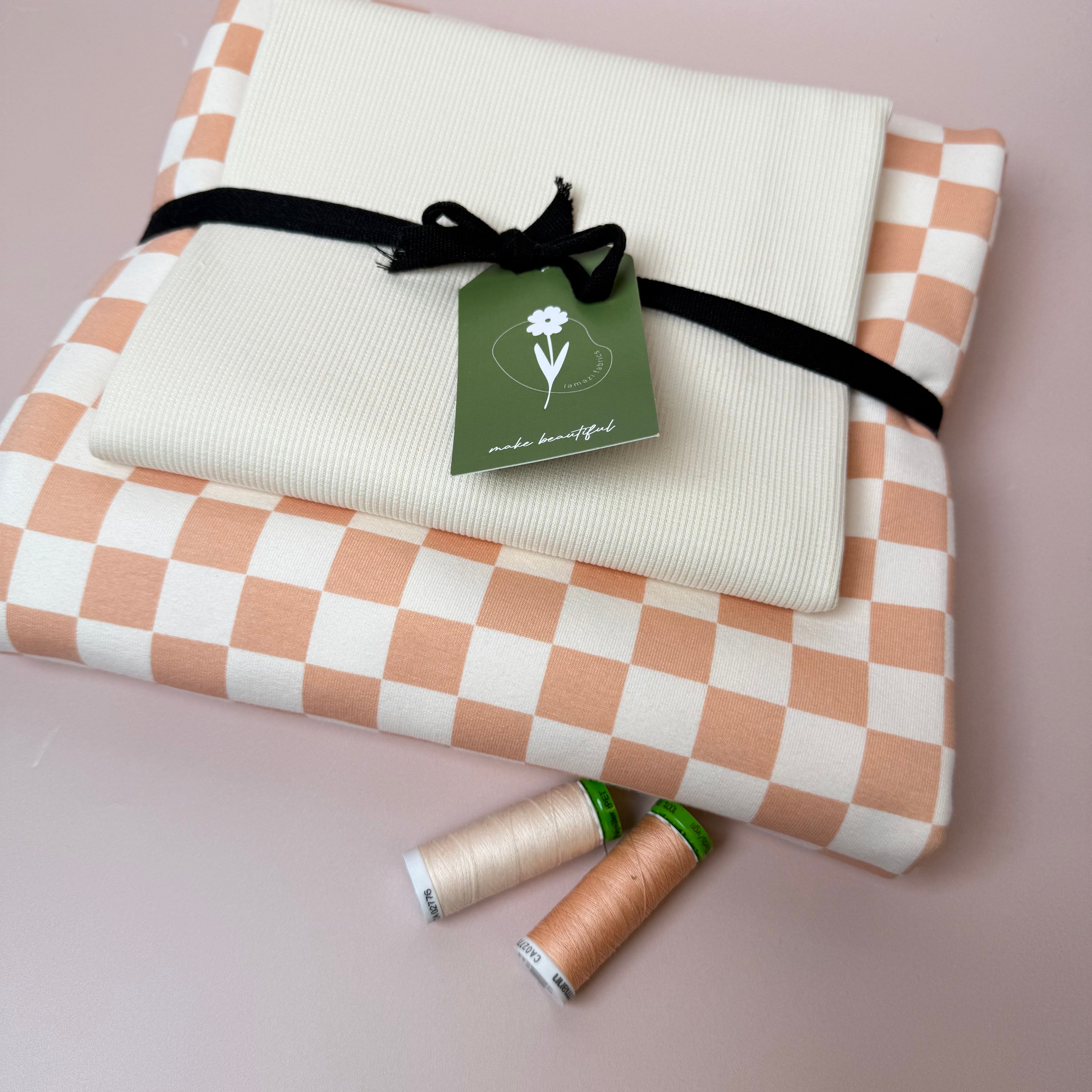 Colour Bundles - Checkers Cotton French Terry and Ribbing