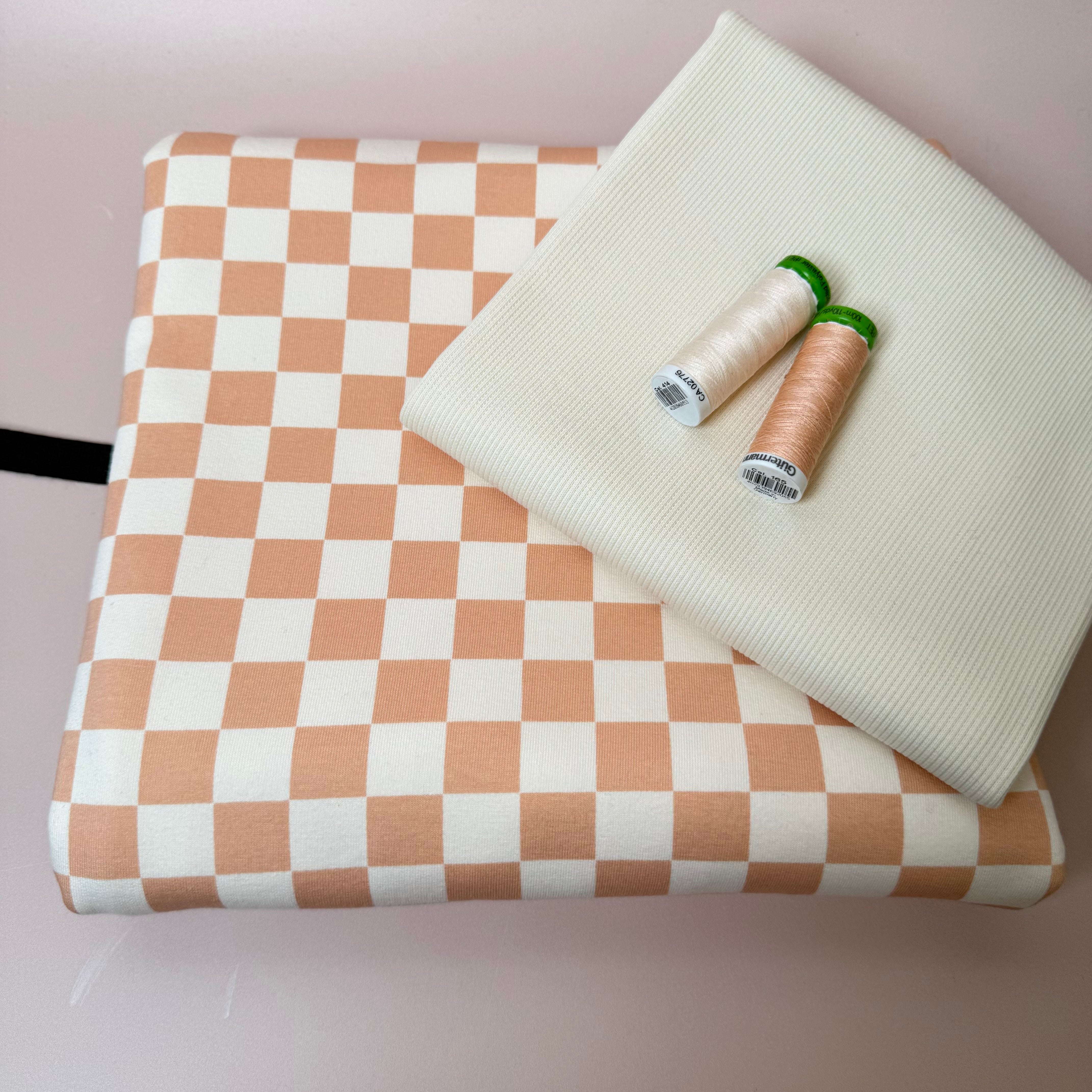 Colour Bundles - Checkers Cotton French Terry and Ribbing