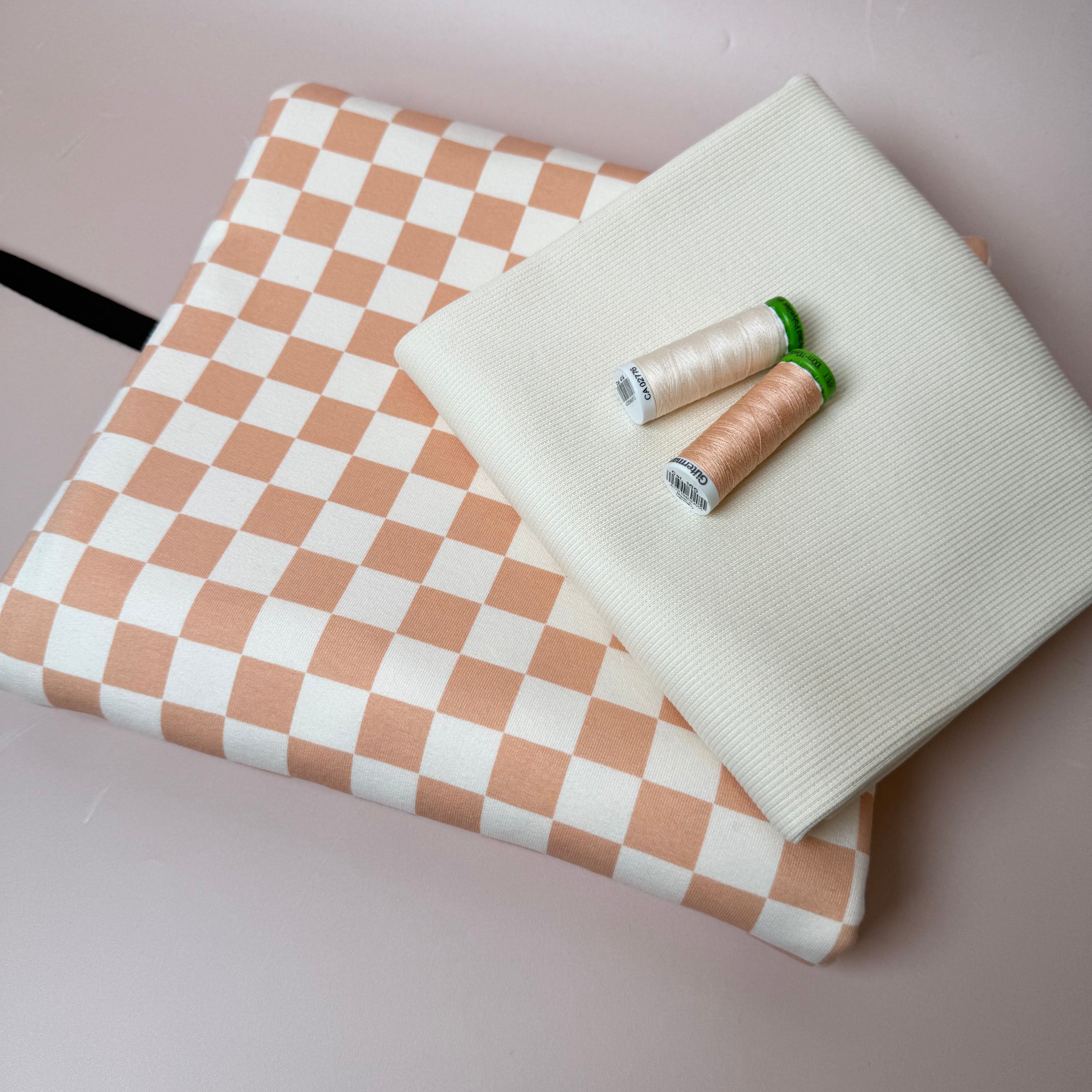 Colour Bundles - Checkers Cotton French Terry and Ribbing