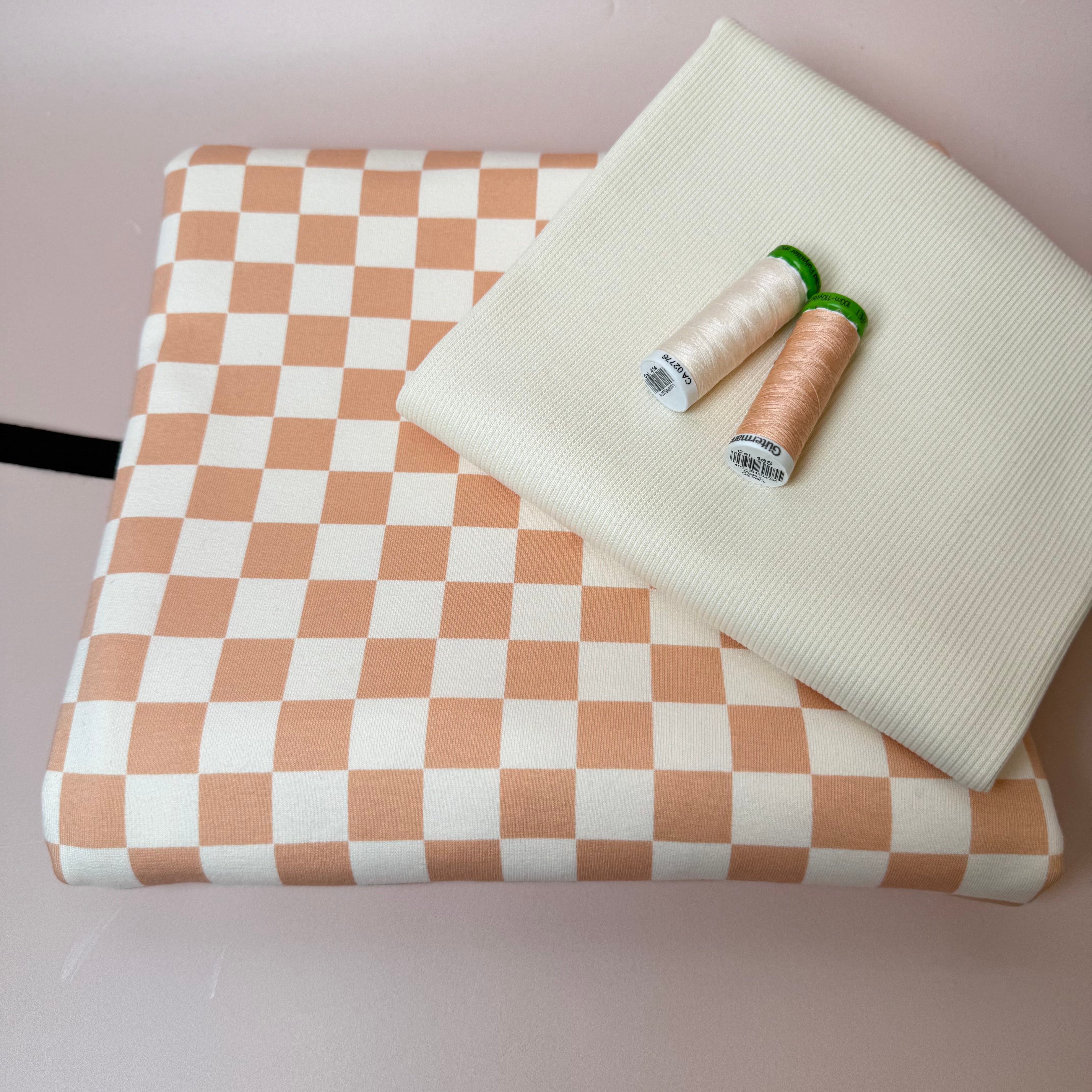 Colour Bundles - Checkers Cotton French Terry and Ribbing