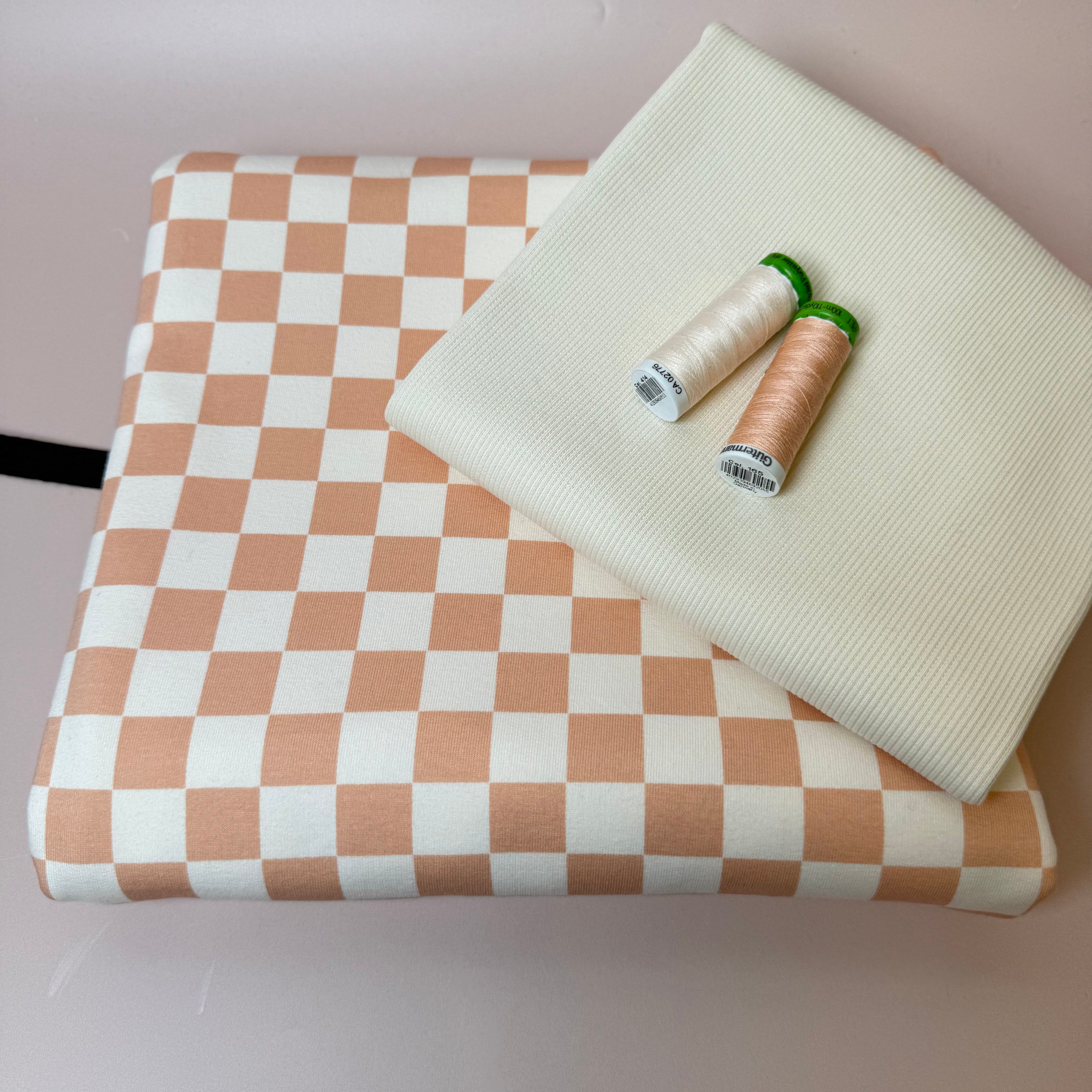 Colour Bundles - Checkers Cotton French Terry and Ribbing