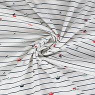 Boats on Stripe Cotton Jersey