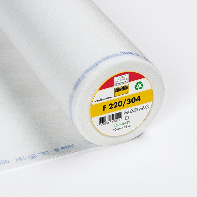 F 220 Fusible Standard Medium Weight Recycled Interfacing in White - Sold in Half Meters