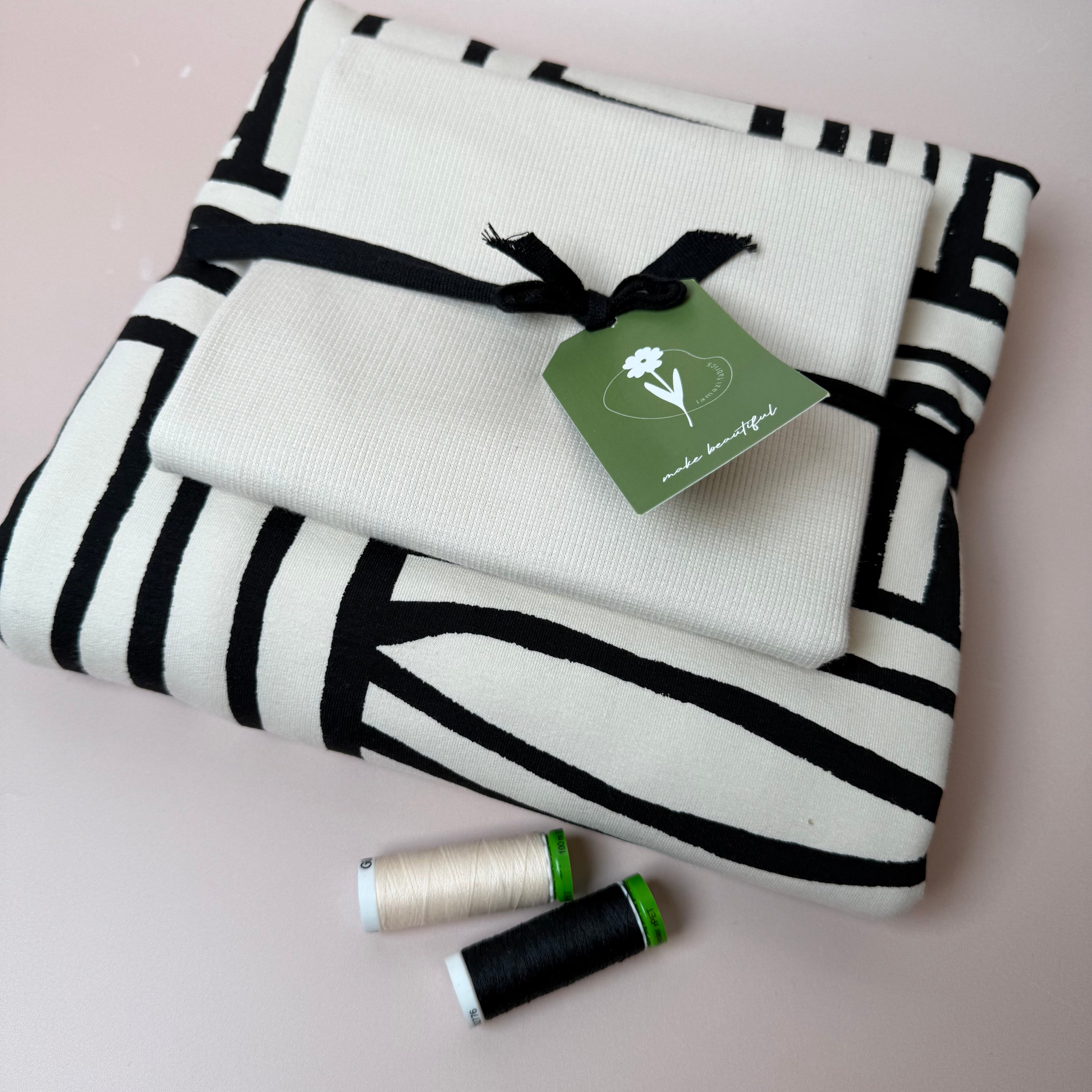 Colour Bundles - Permecube Tofu Beige French Terry & Ribbing