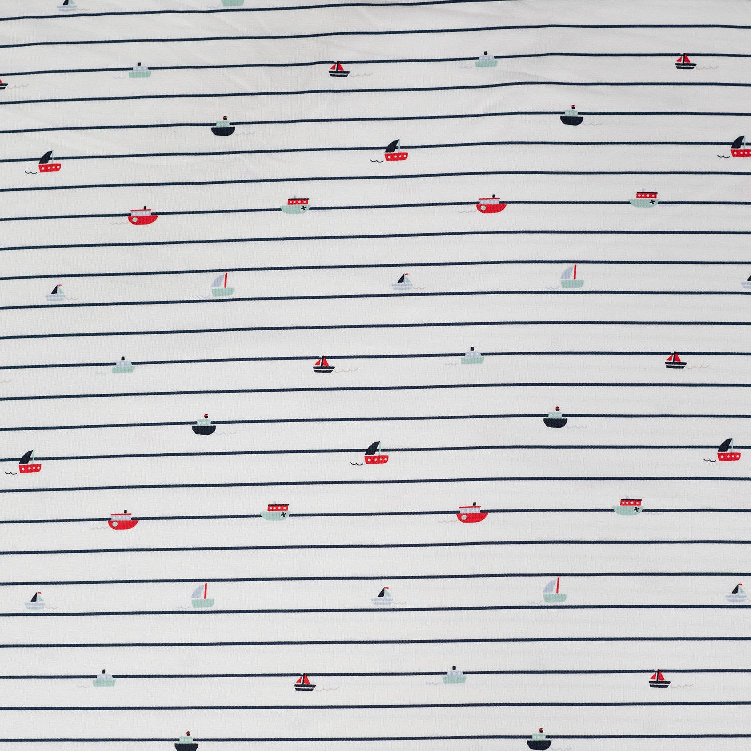 Boats on Stripe Cotton Jersey