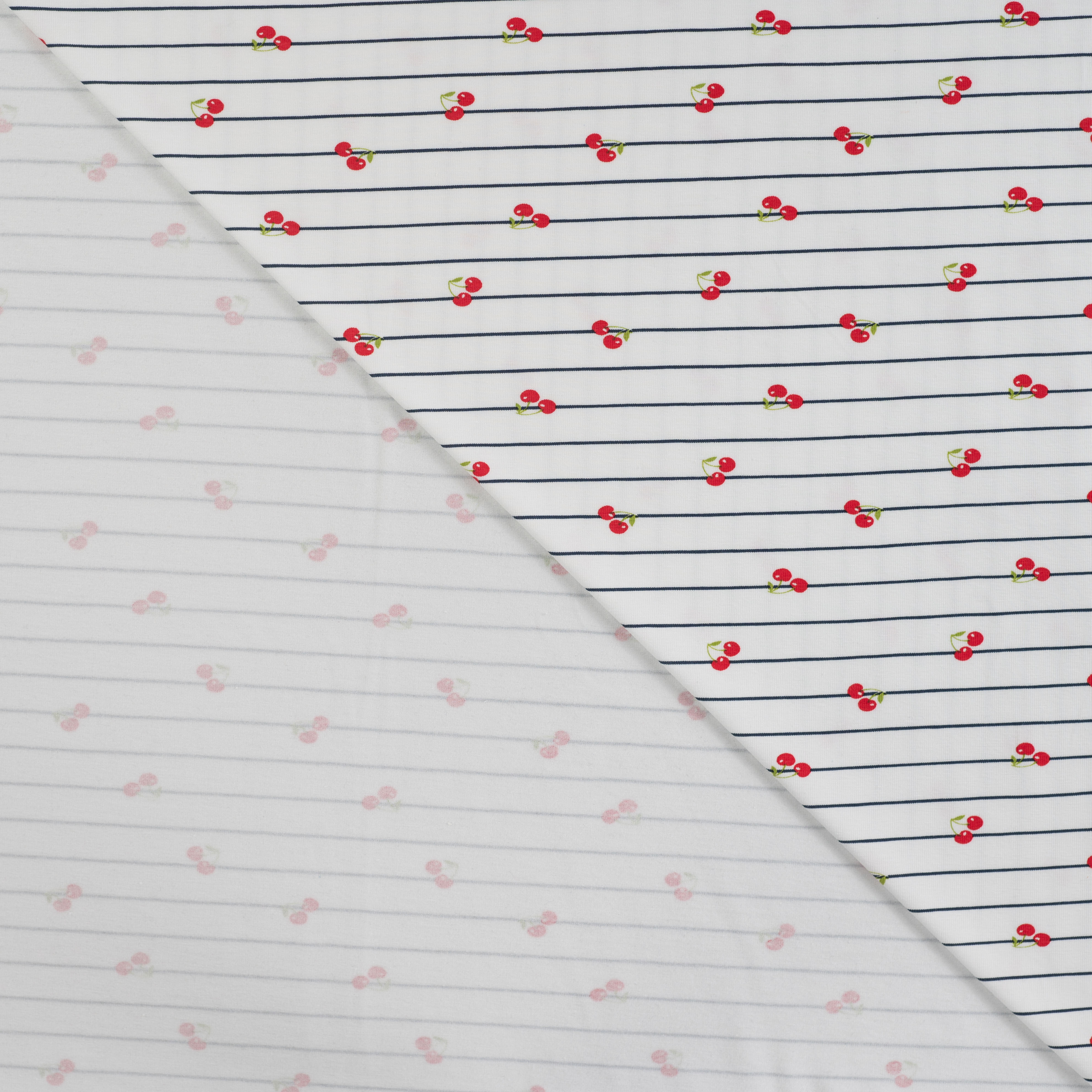 Cherries on Stripe Cotton Jersey