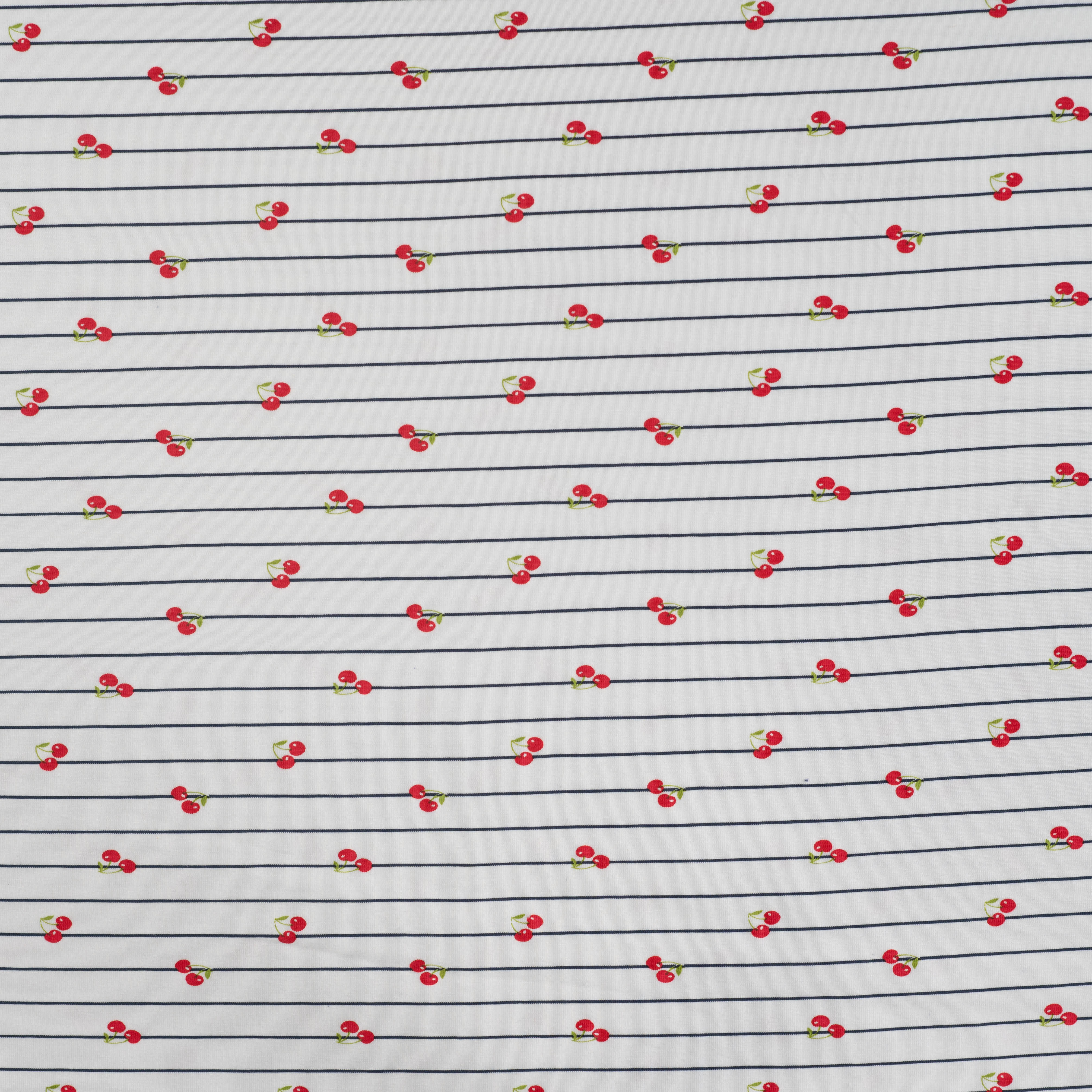 Cherries on Stripe Cotton Jersey