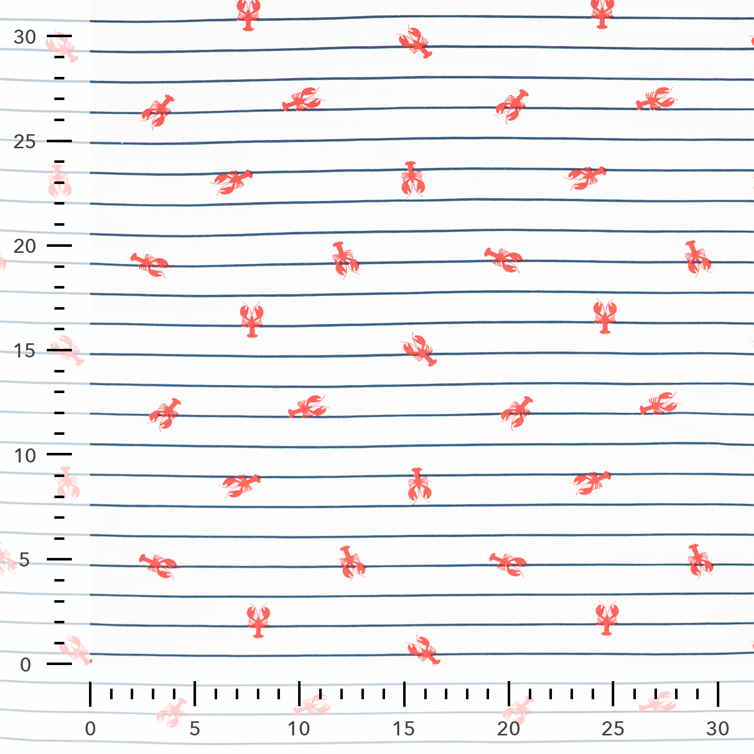 Lobsters on Stripe Cotton Jersey