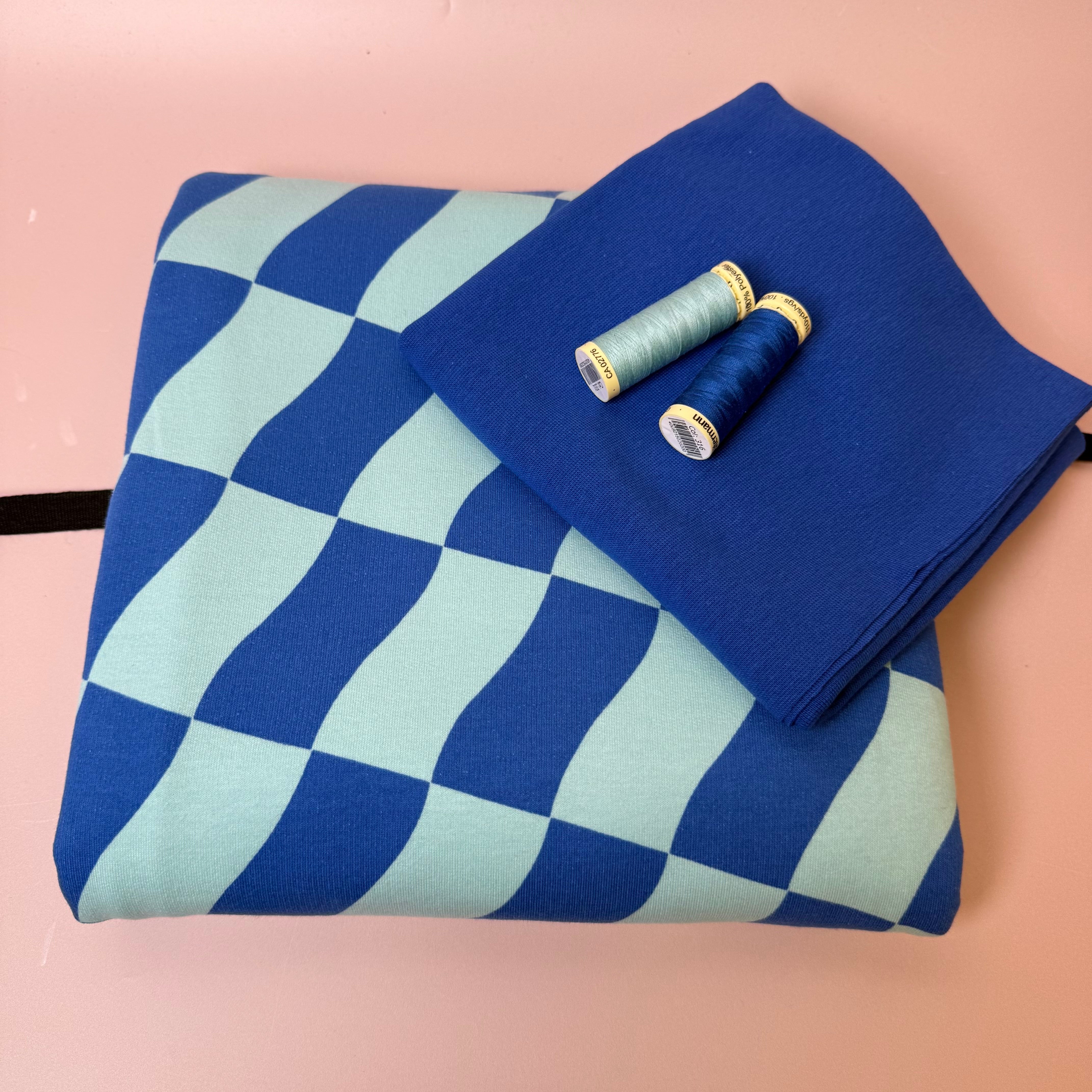 Colour Bundles - Blue Checks Peach Soft Sweatshirt & Ribbing