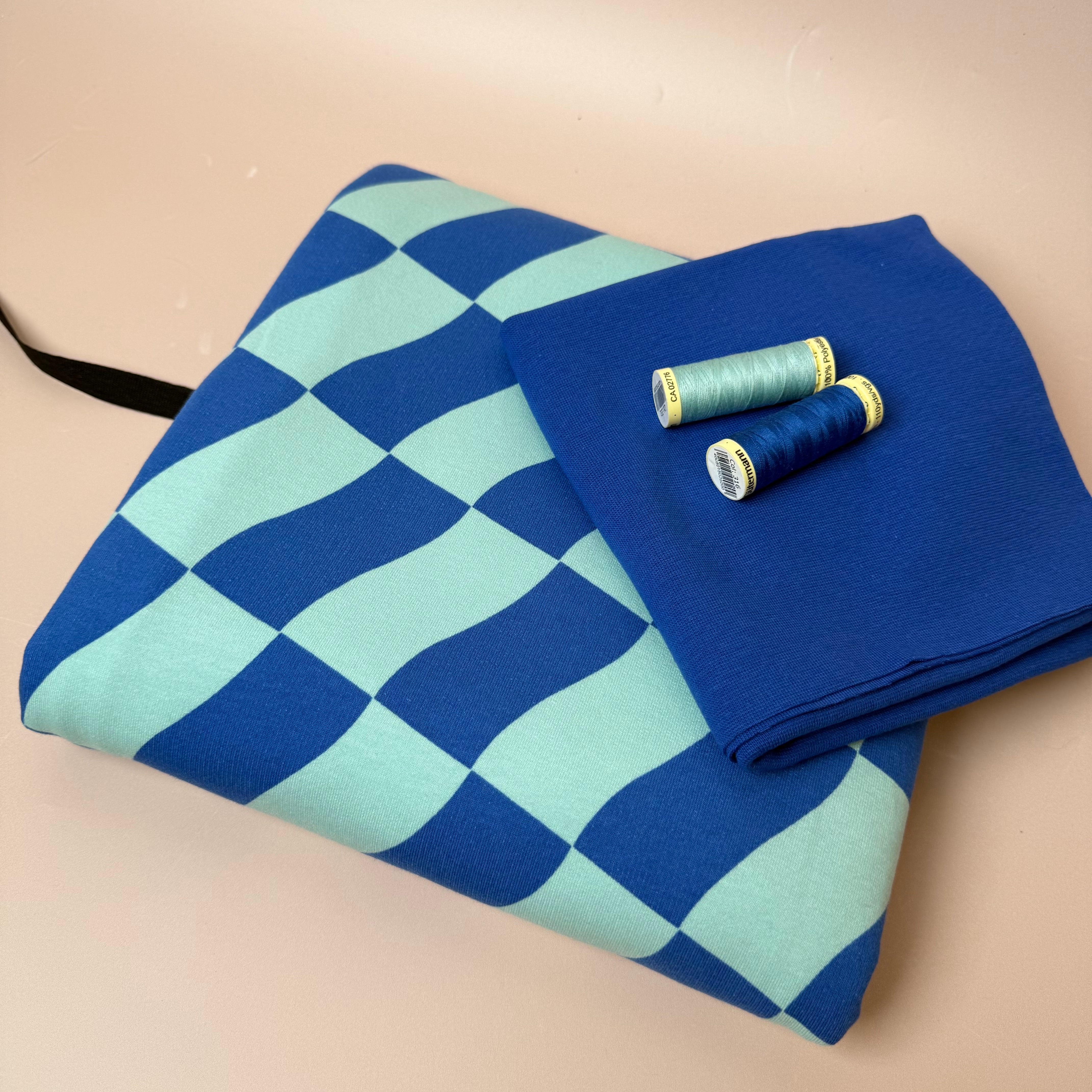 Colour Bundles - Blue Checks Peach Soft Sweatshirt & Ribbing