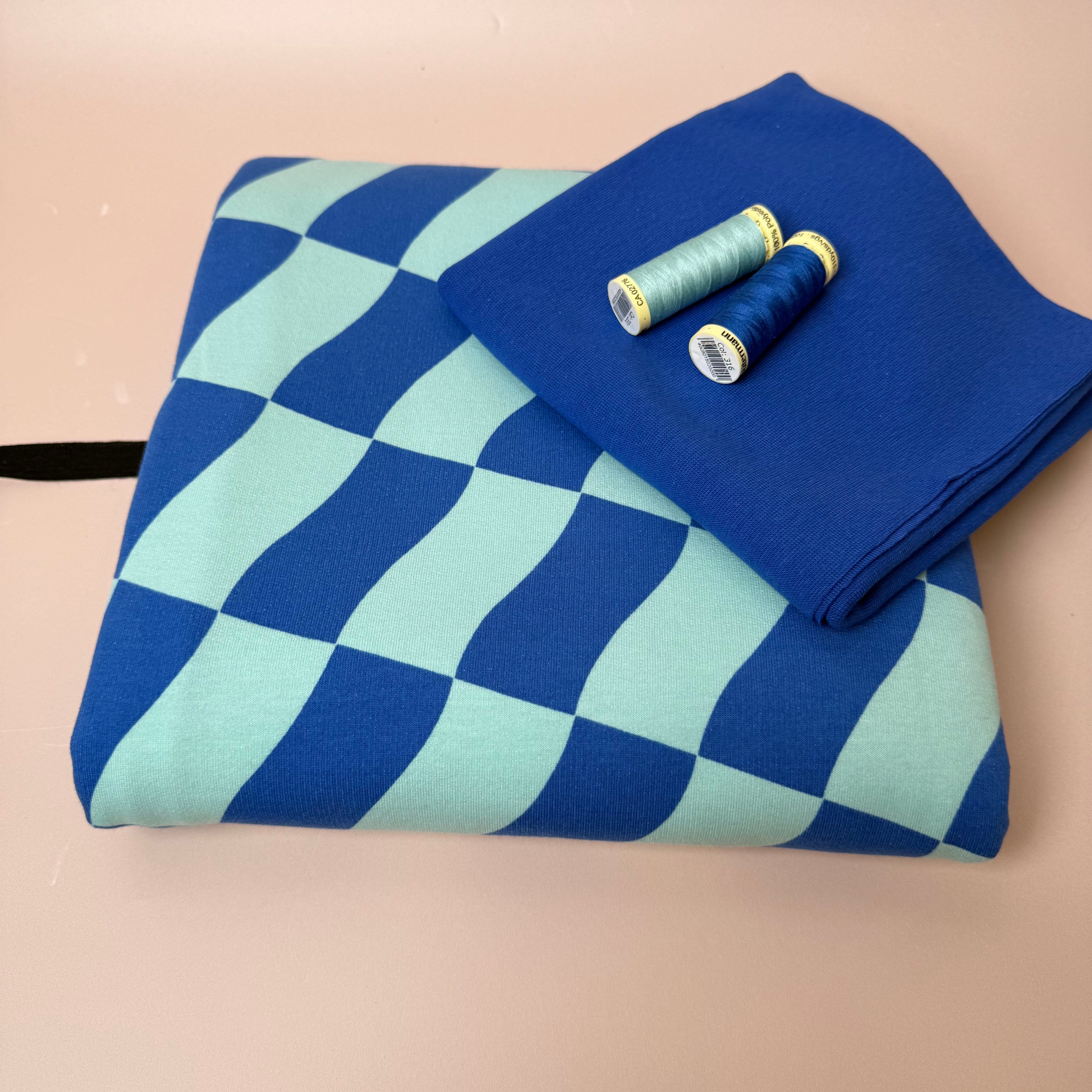 Colour Bundles - Blue Checks Peach Soft Sweatshirt & Ribbing