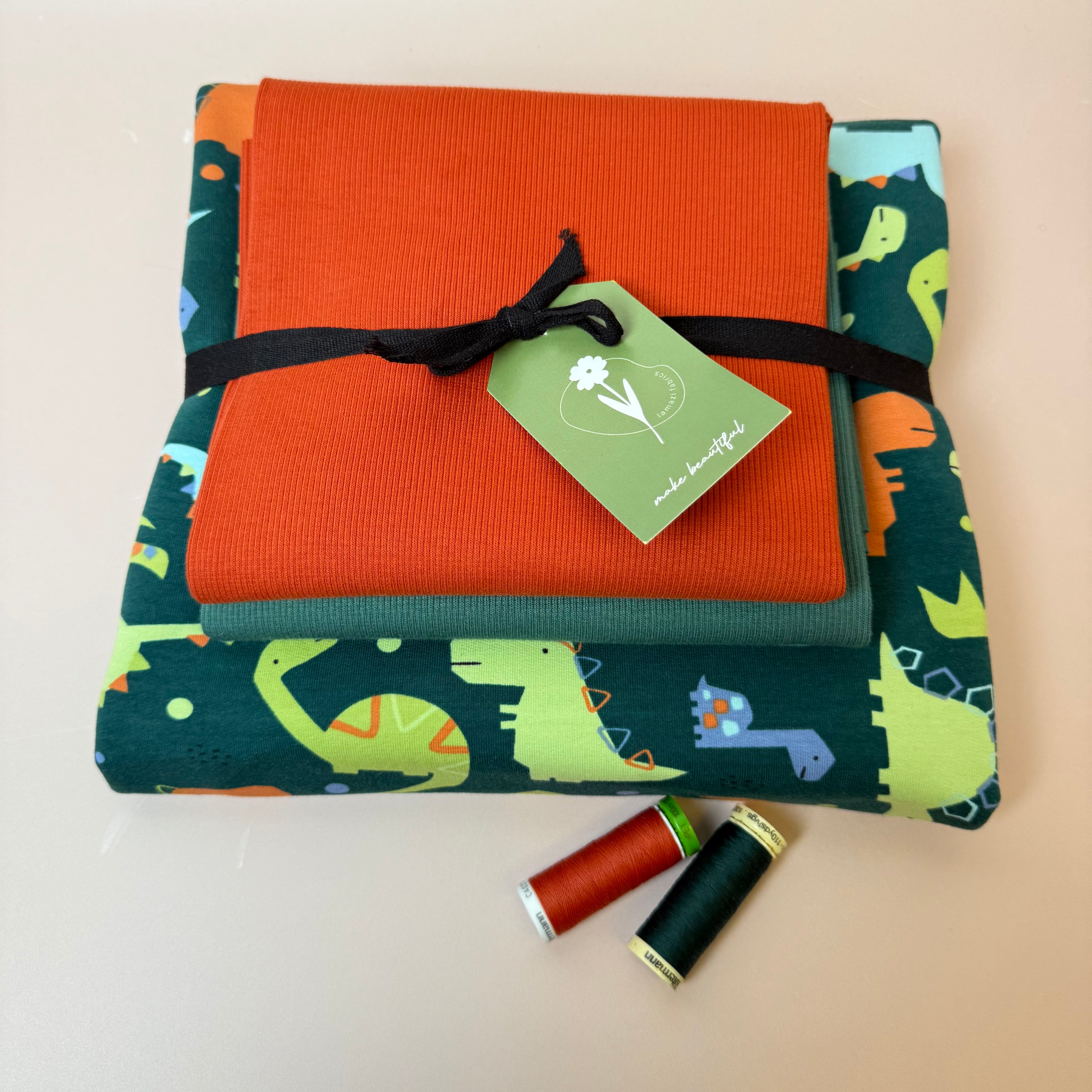 Colour Bundles - Dino Park Cotton French Terry & Organic Ribbing