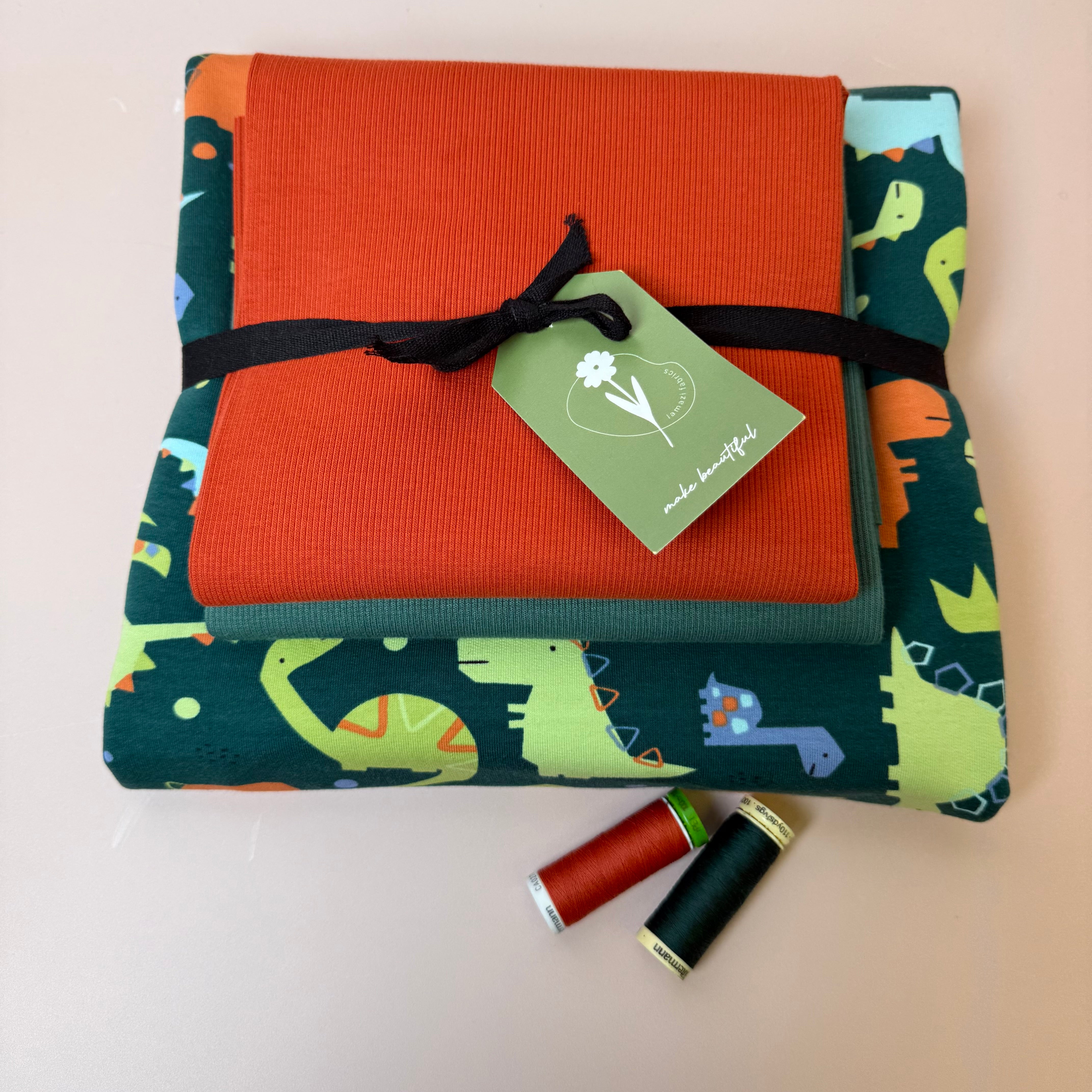 Colour Bundles - Dino Park Cotton French Terry & Organic Ribbing