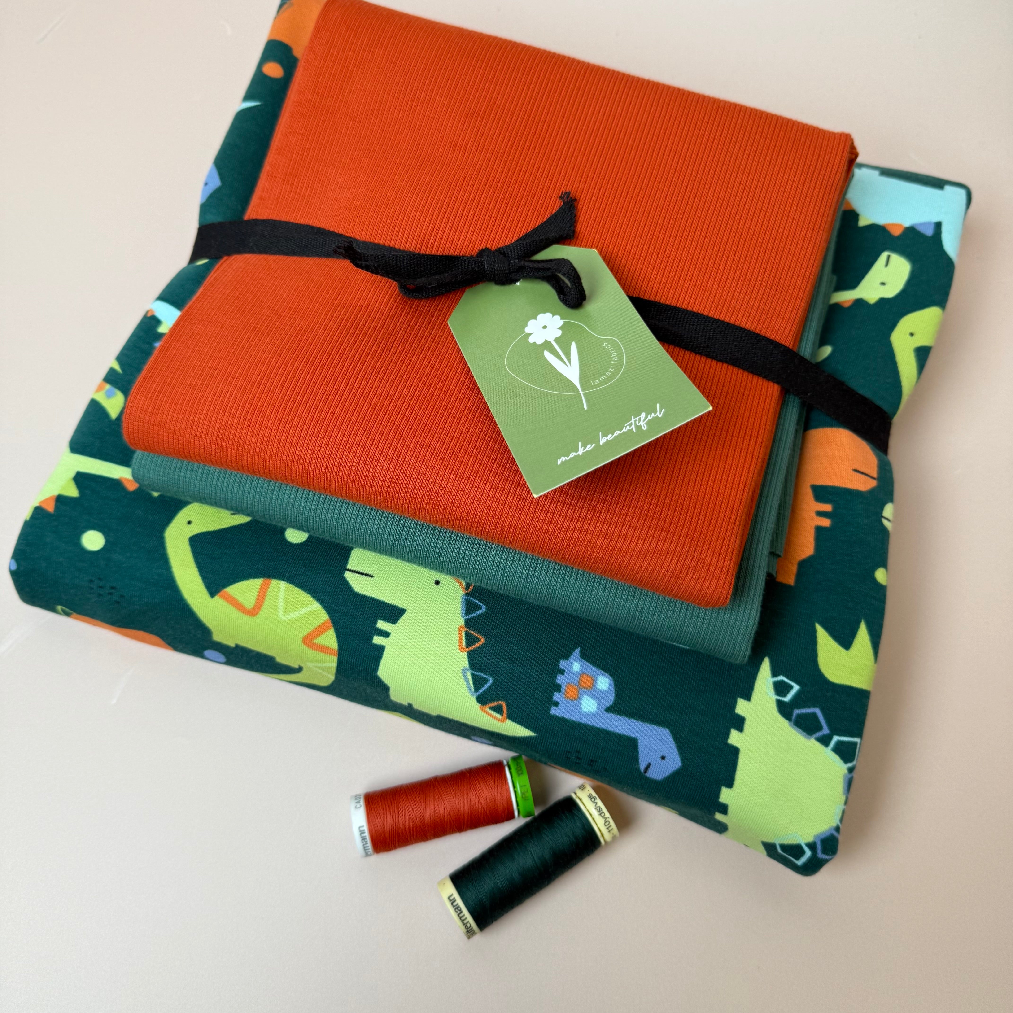 Colour Bundles - Dino Park Cotton French Terry & Organic Ribbing