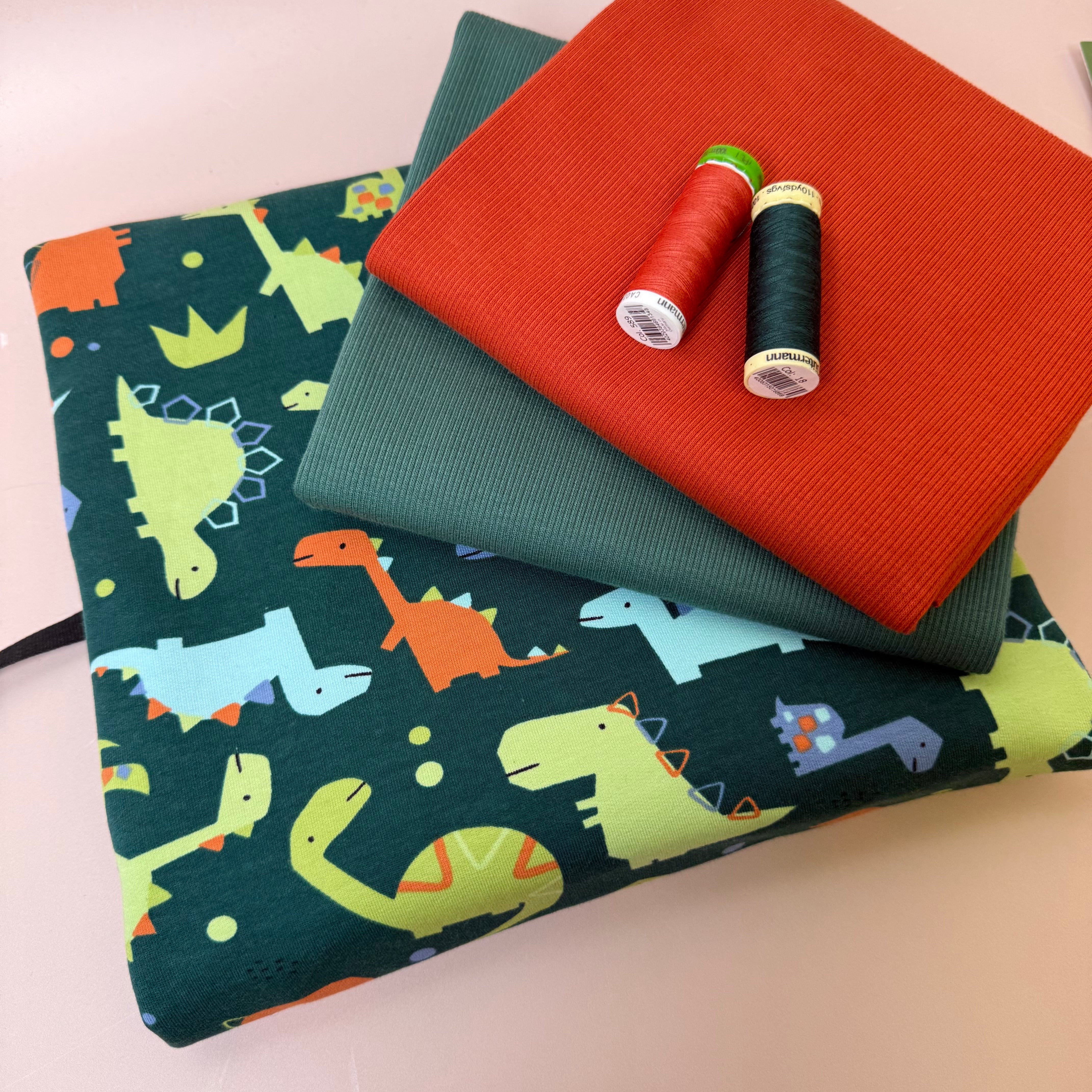 Colour Bundles - Dino Park Cotton French Terry & Organic Ribbing