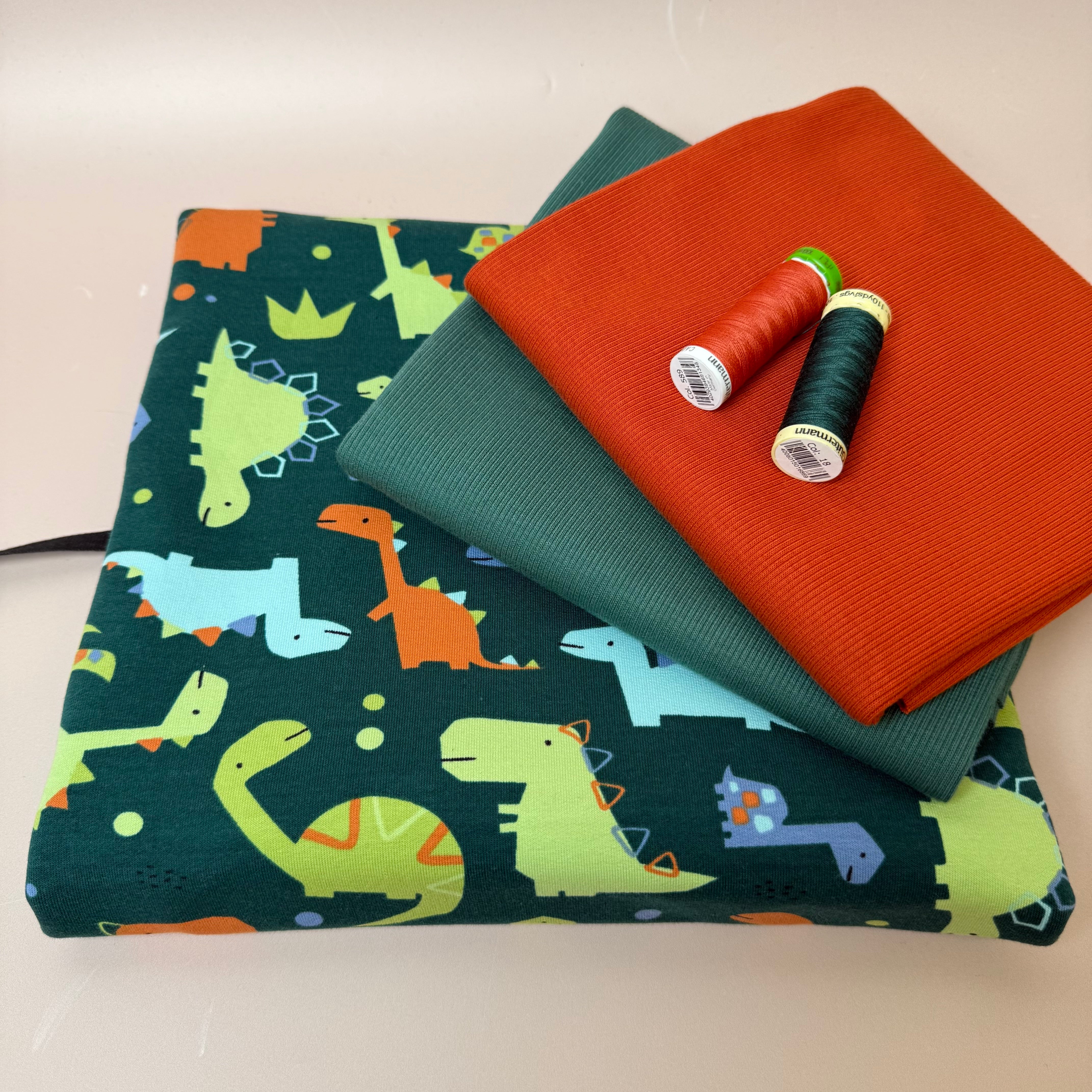 Colour Bundles - Dino Park Cotton French Terry & Organic Ribbing