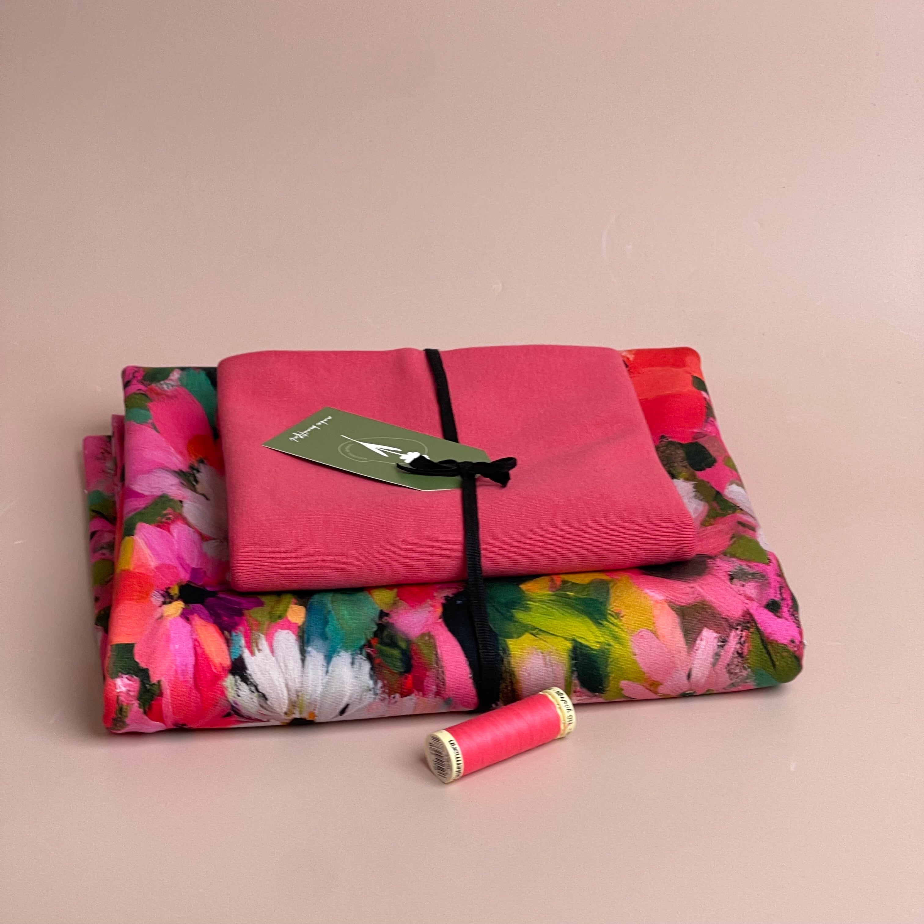 Colour Bundles - Pastel Florals Cotton French Terry & Matching Ribbing