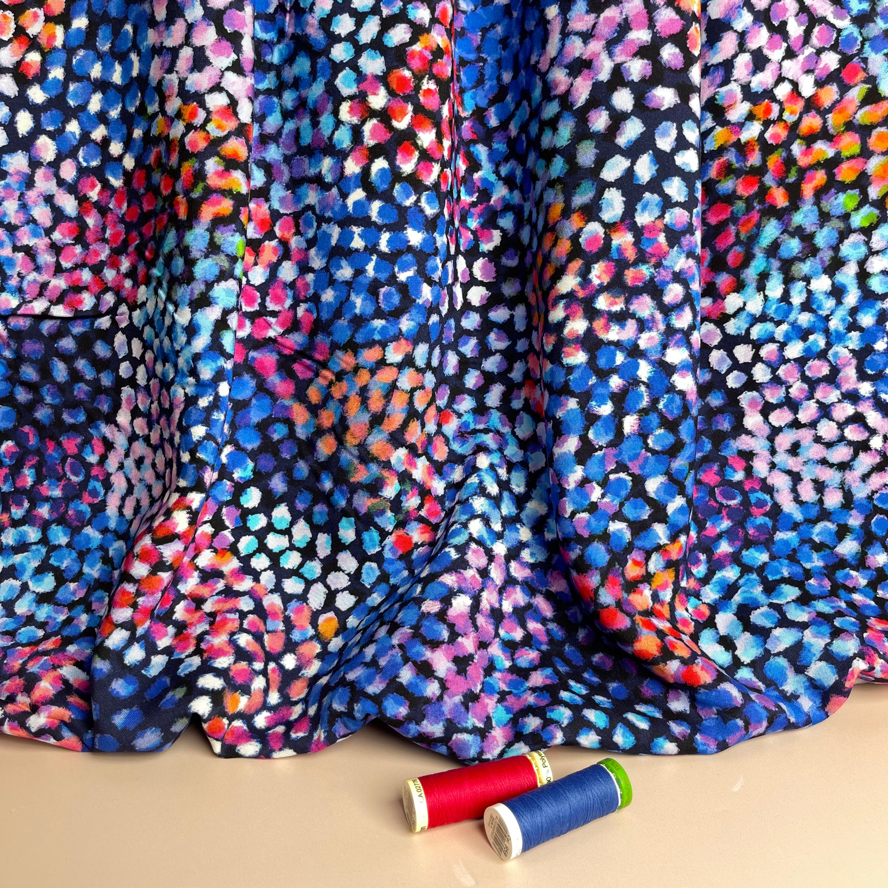 REMNANT 0.55 Metre - Chroma Blue Cheetah Rayon Fabric