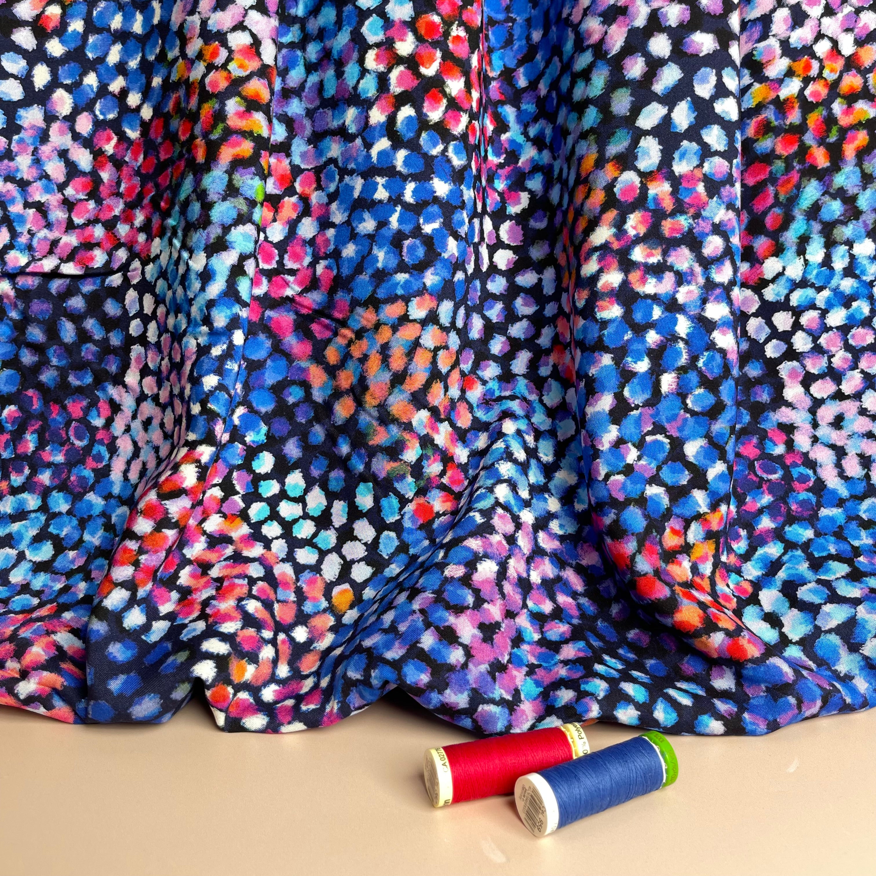 Chroma Blue Cheetah Rayon Fabric