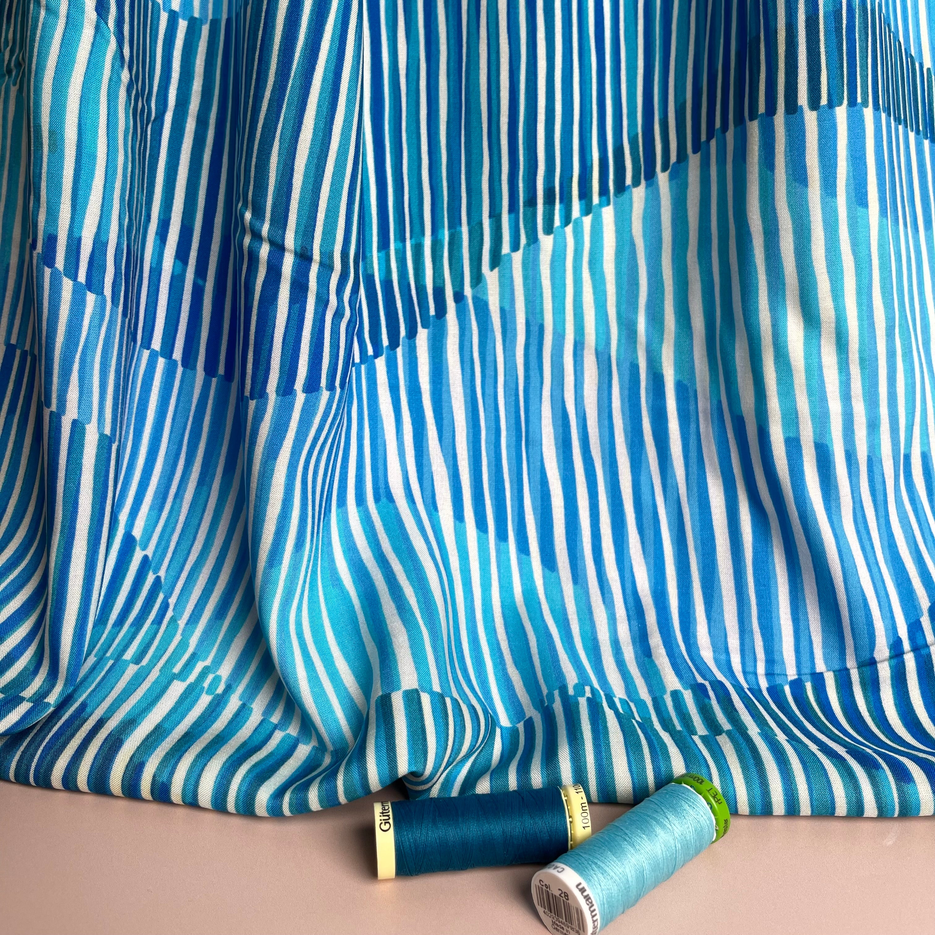 Chroma Blue Mountains Rayon Fabric