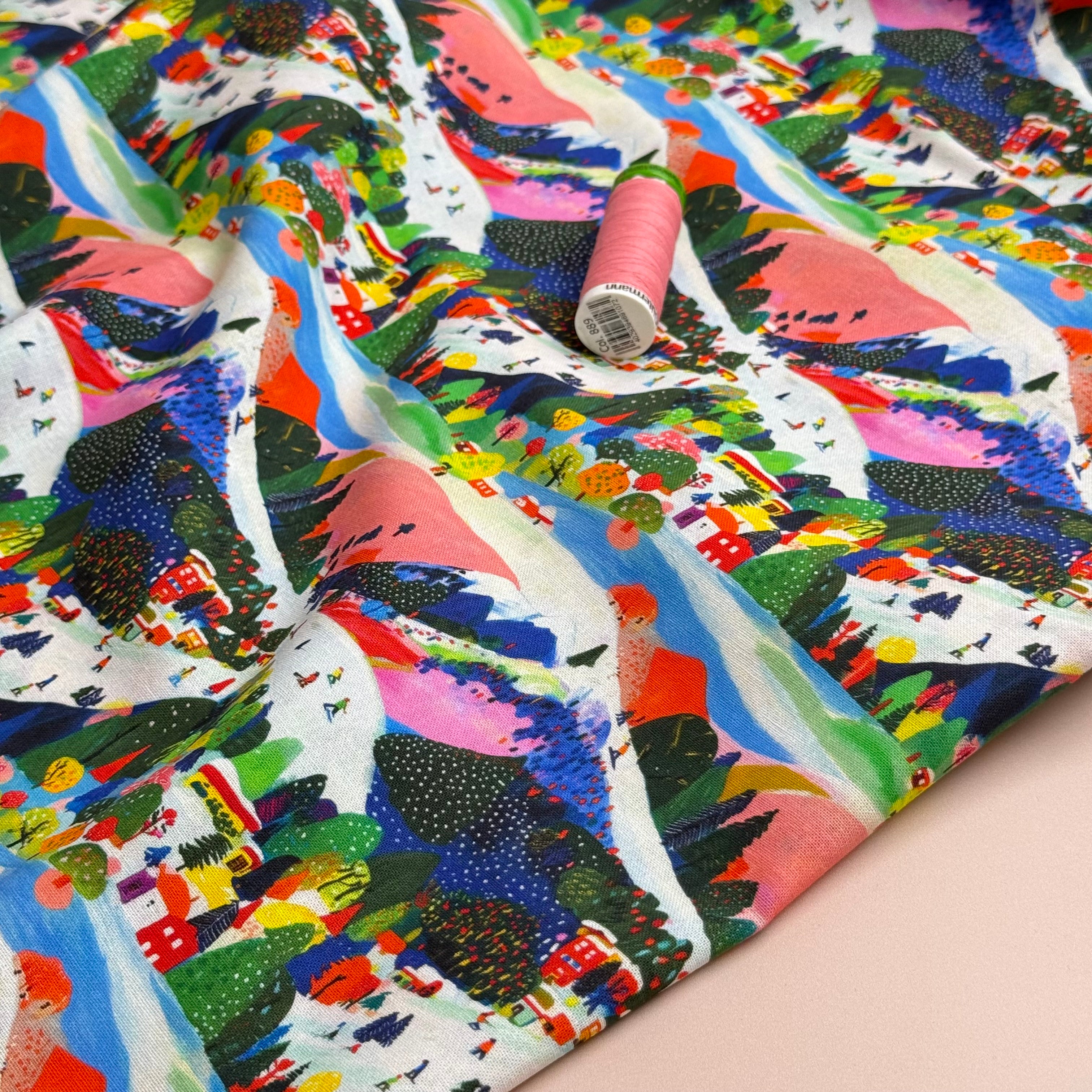 Ski Season Soft Cotton Poplin Fabric