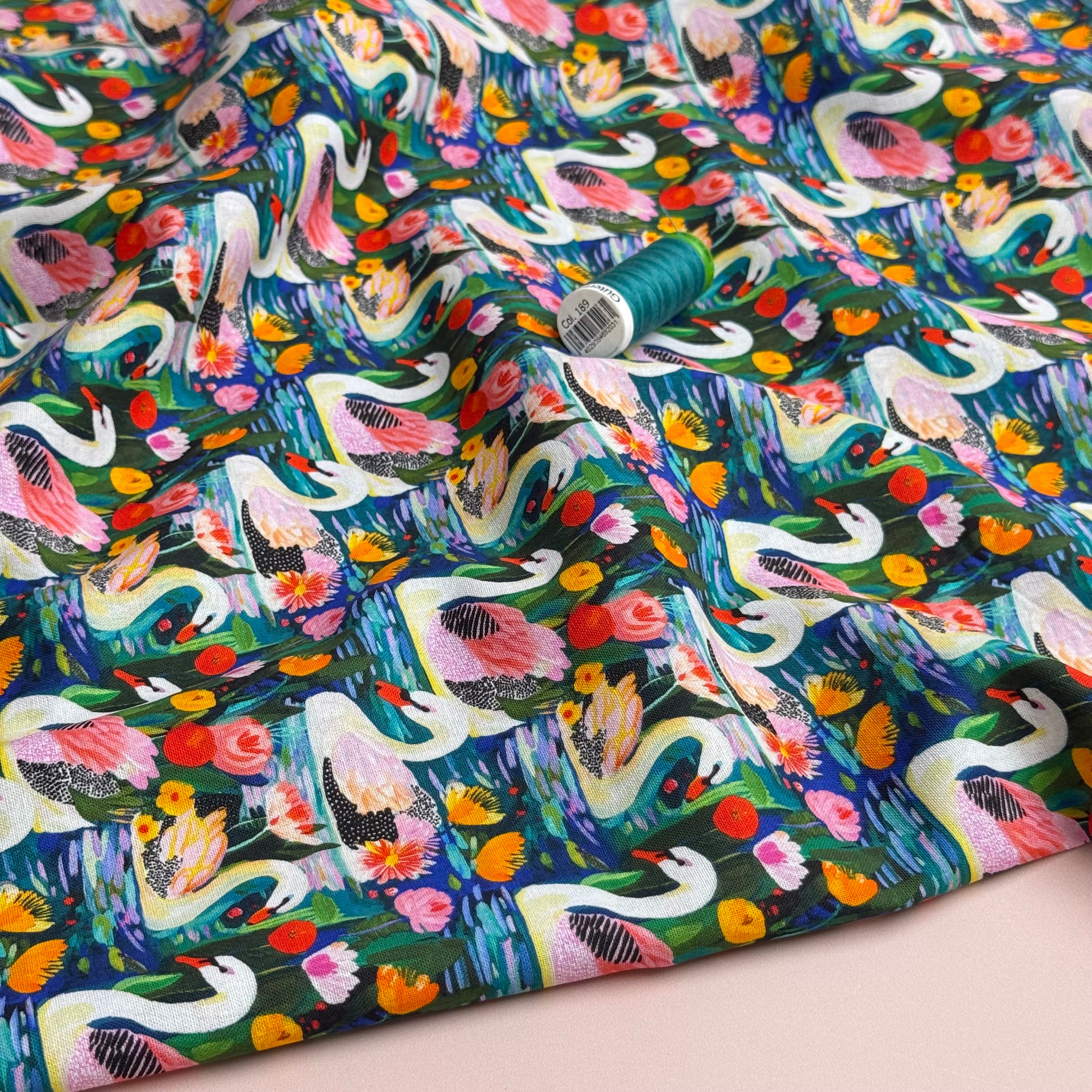 Swan Parade Soft Cotton Poplin Fabric
