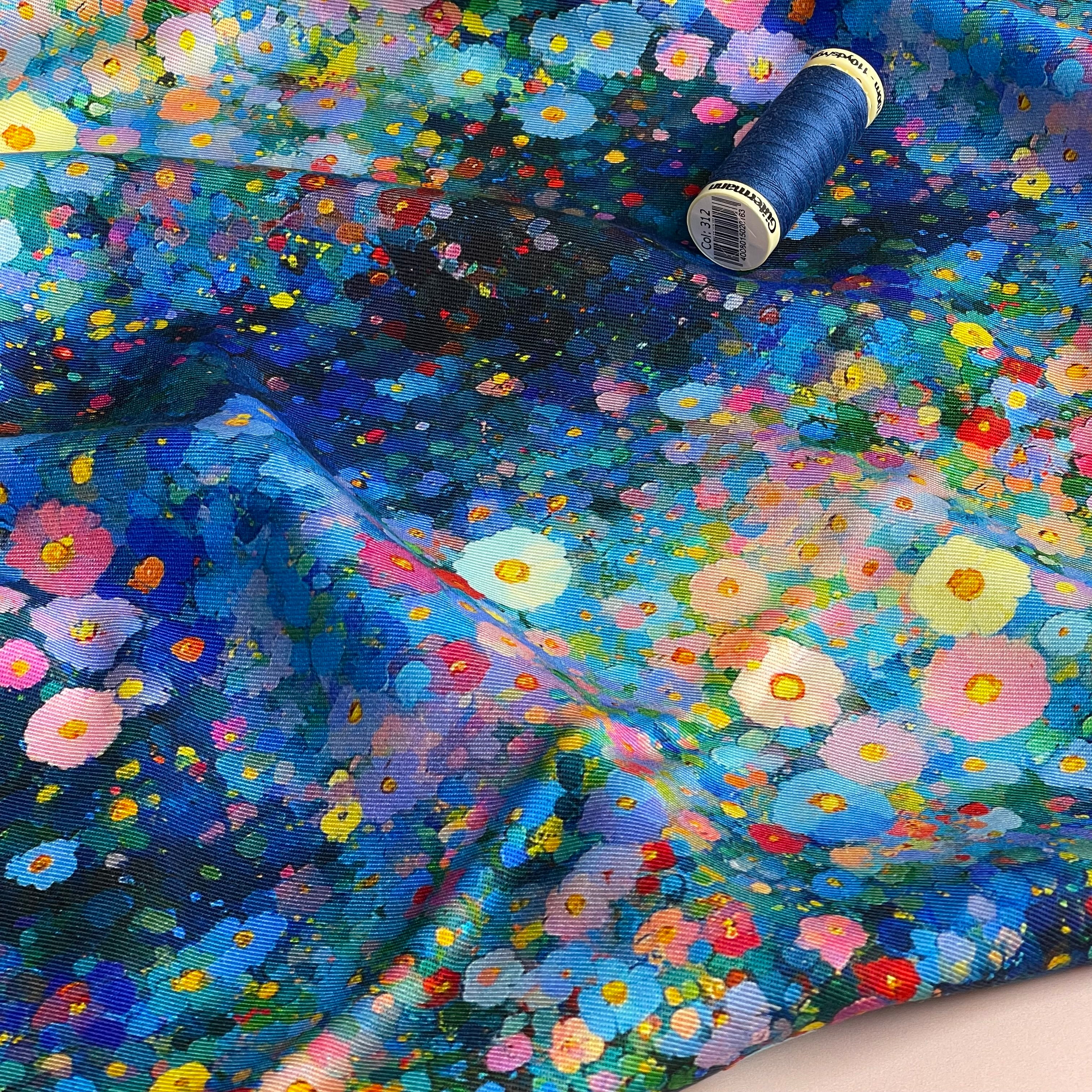 Cosmos Garden Viscose Lyocell Fabric