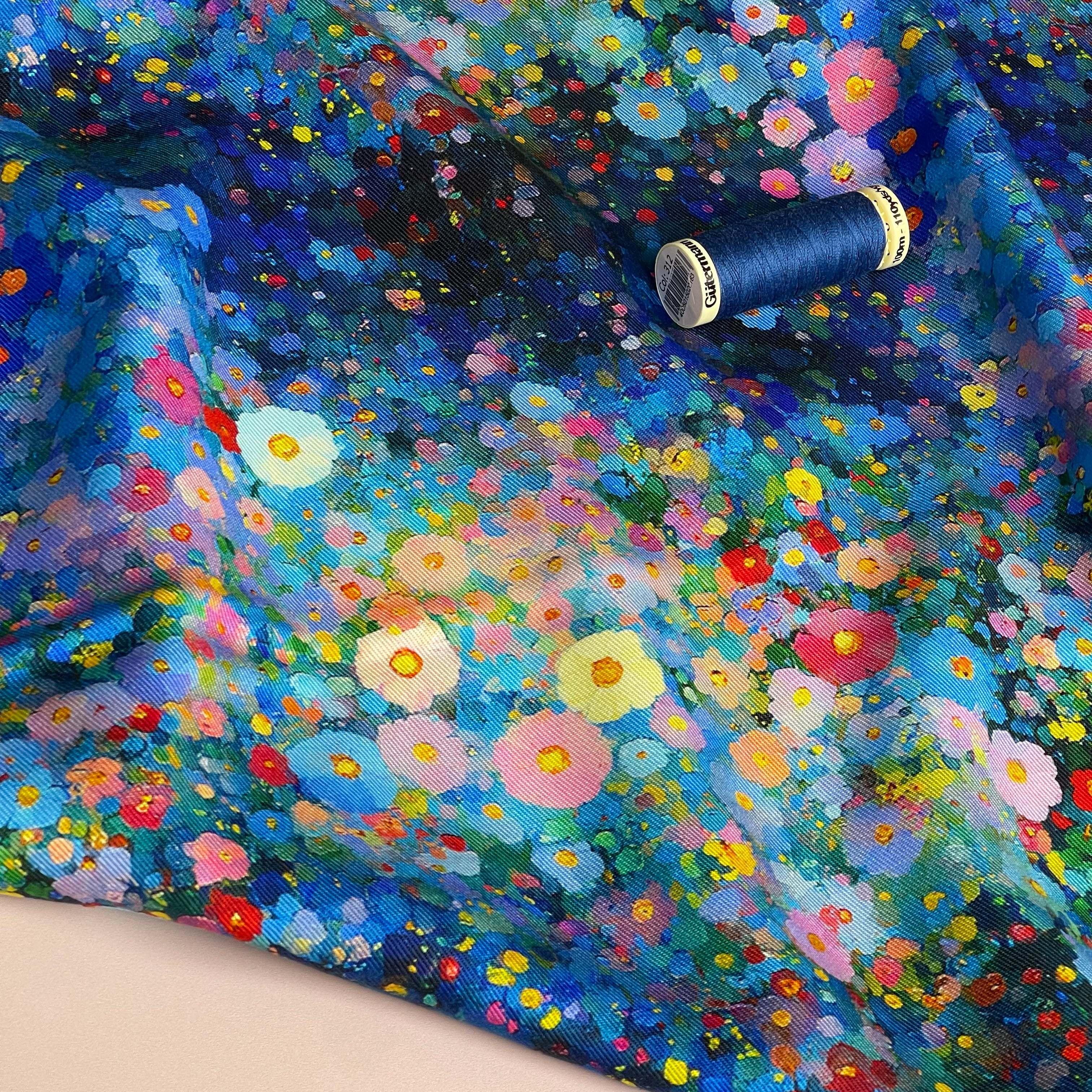 Cosmos Garden Viscose Lyocell Fabric